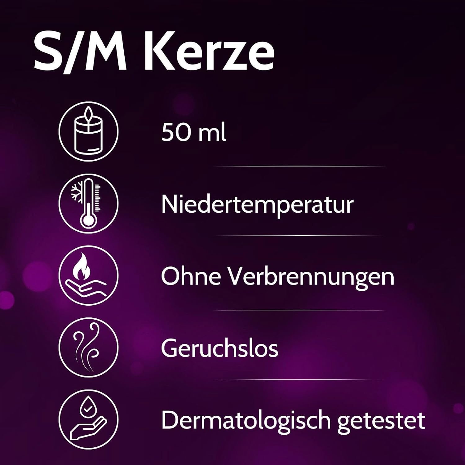 Vibratissimo Massagekerze S/M Kerze 50ml, Niedertemperaturkerze, verschiedene Farben für aufregende Momente