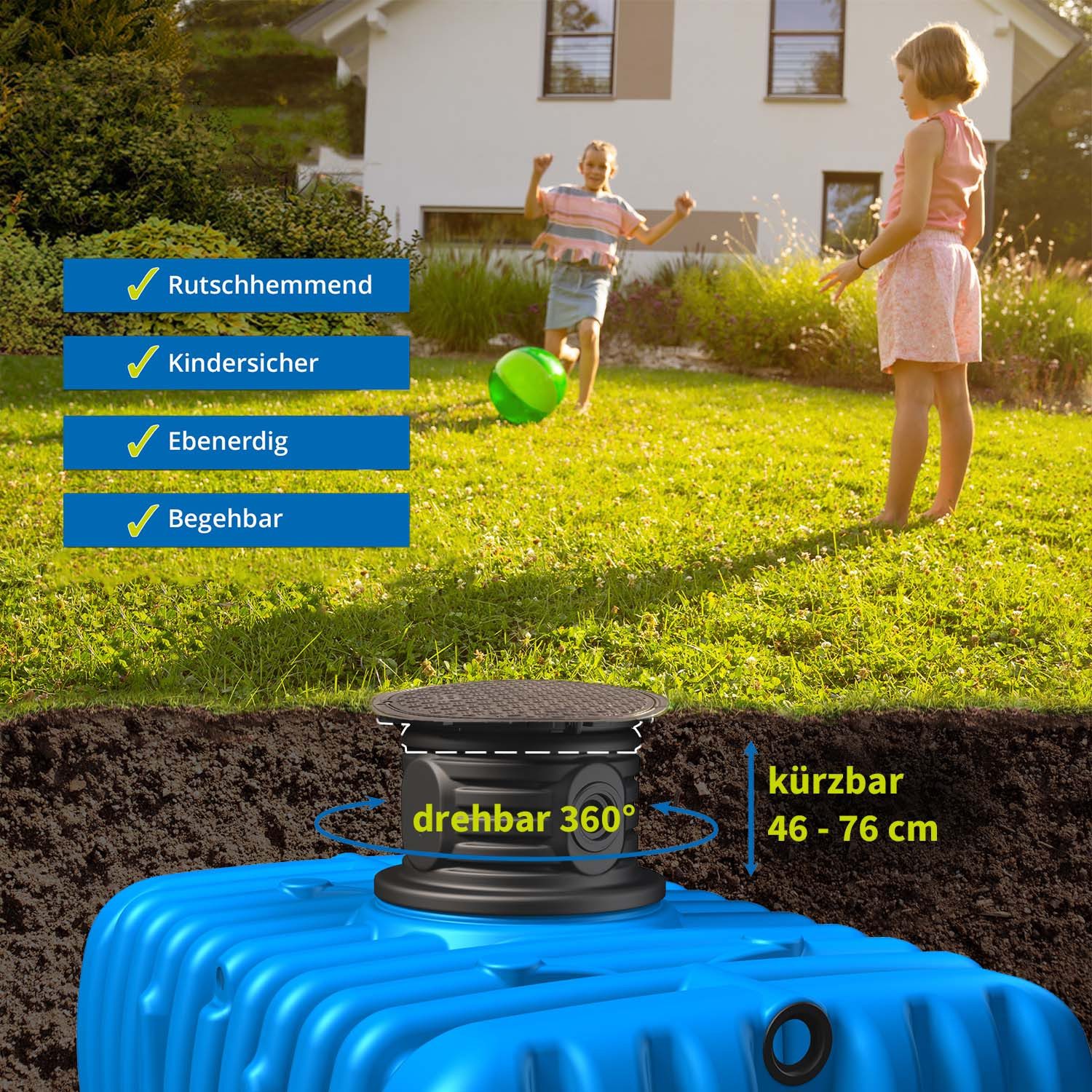 4rain Wasserreservoir FLAT M Flachtank 3000 Liter inkl. Schachtverlängerung