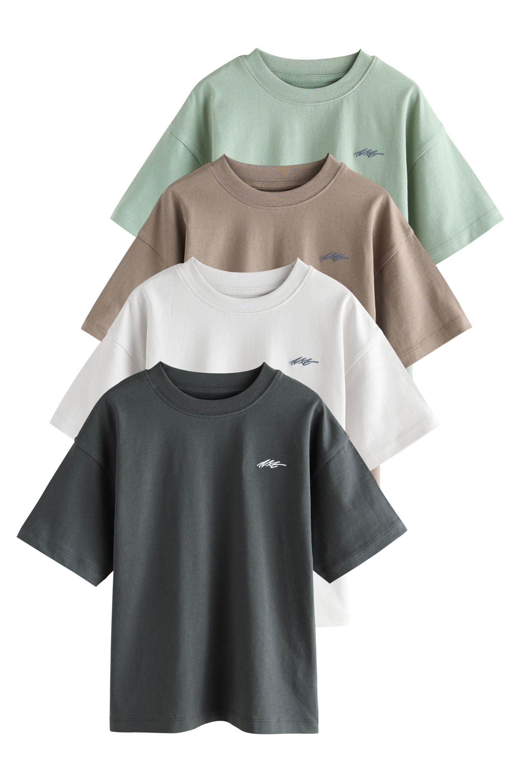 Next T-Shirt T-Shirt mit Grafik und kurzen Ärmeln, 4er-Pack (4-tlg)
