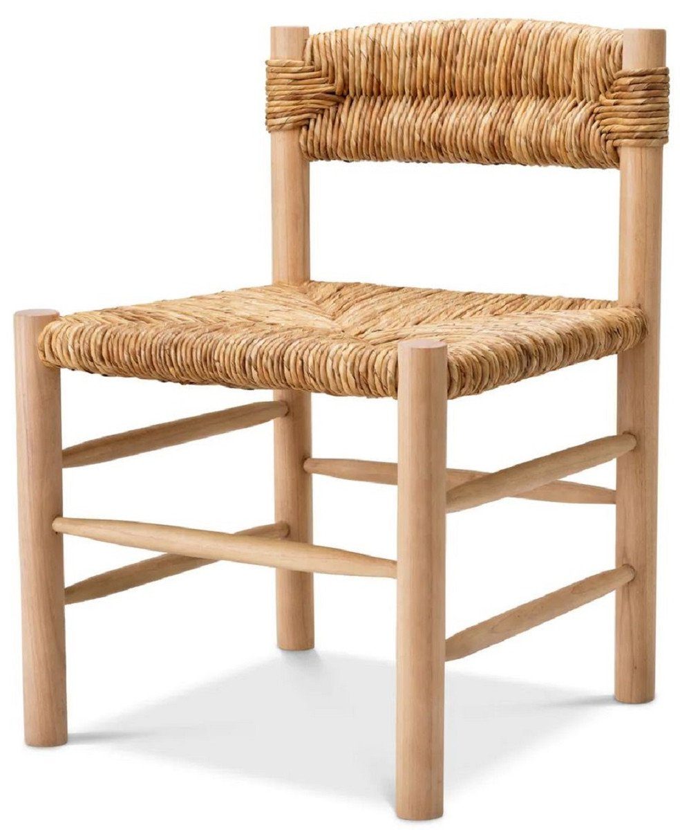 Esszimmerstuhl Casa Padrino Luxus Esszimmer Stuhl Naturfarben 54 x 62,5 x H. 80,5 cm - Massivholz Küchen Stuhl - Esszimmer Möbel - Luxus Möbel - Esszimmer Einrichtung - Luxus Einrichtung