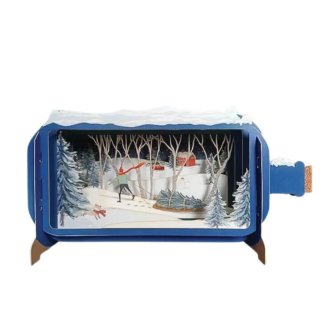 suebidou Weihnachtskarte 3D Pop Up Karte Weihnachten Flaschenpost zum Beschriften, nachhaltig, kreativ