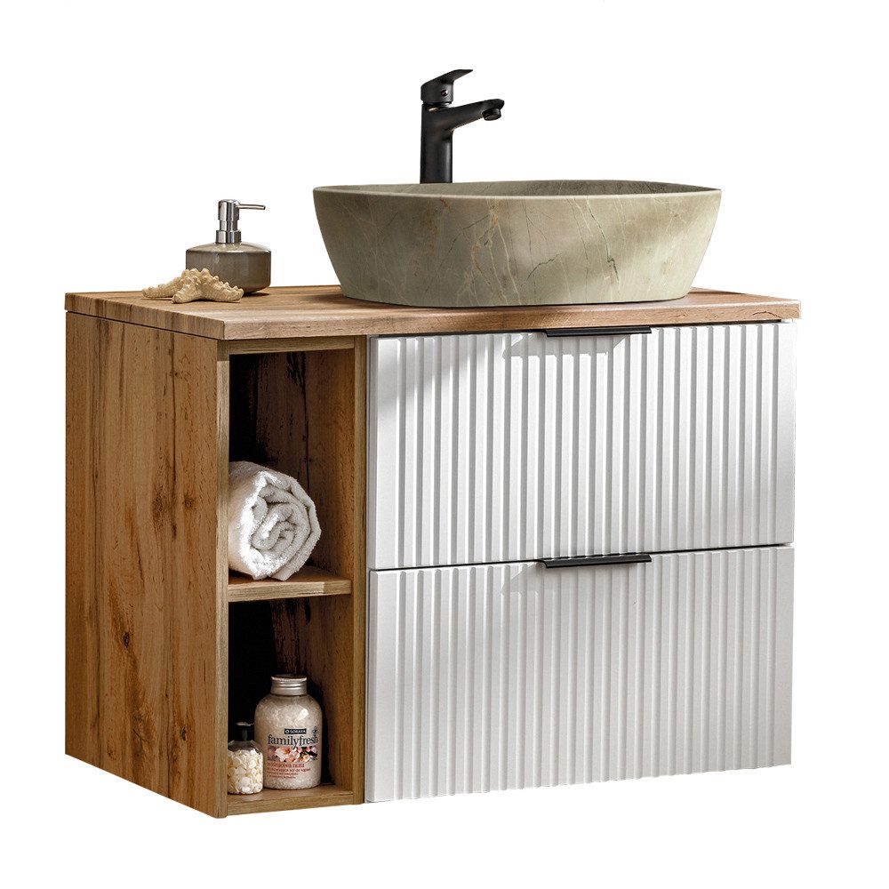 Lomadox Waschtisch ADELAIDE-56-WHITE, 80cm breit mit Waschbecken in Betonop günstig online kaufen