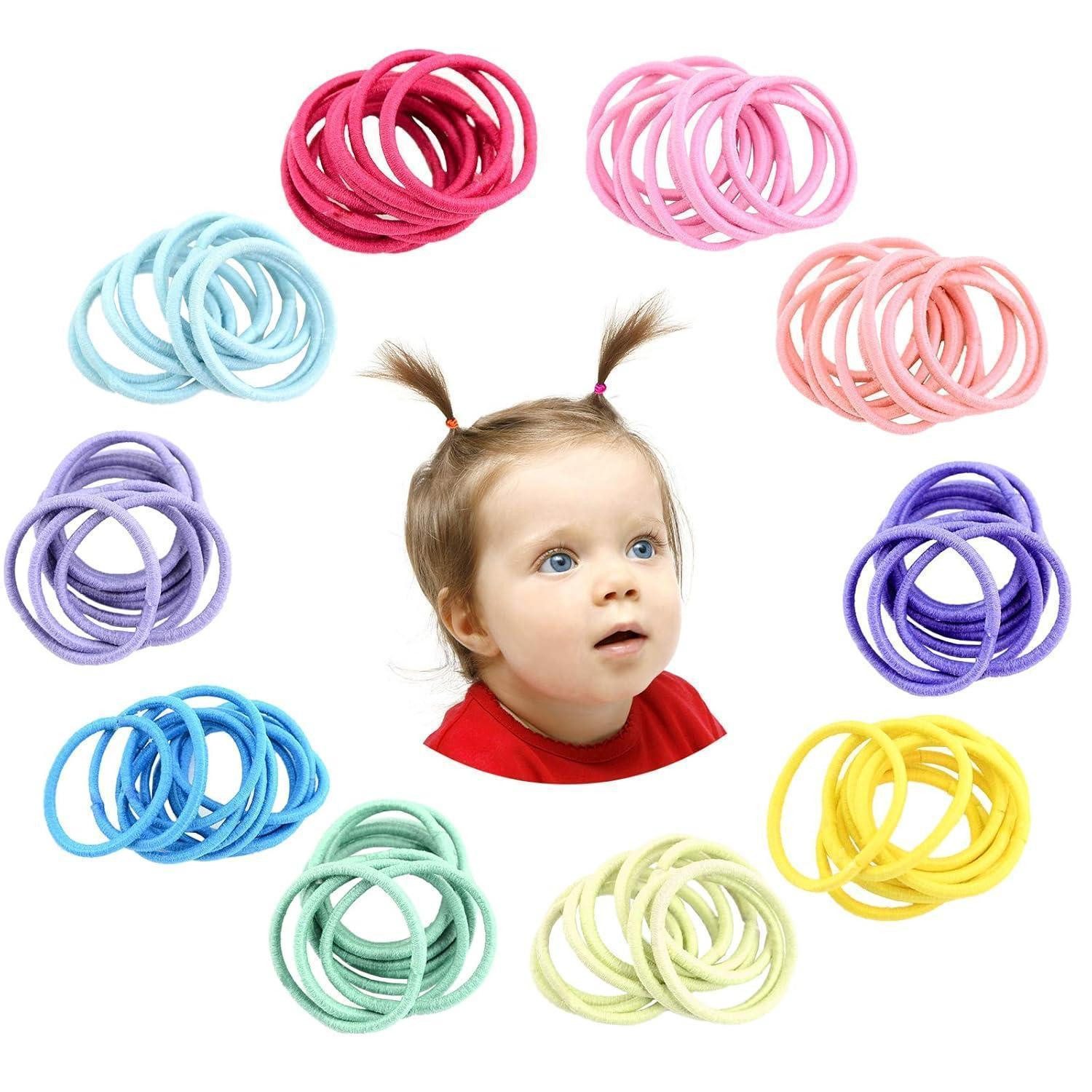 Haargummi 200 Stück bunte Haargummis elastisch Multicolor Haarbänder 2mm