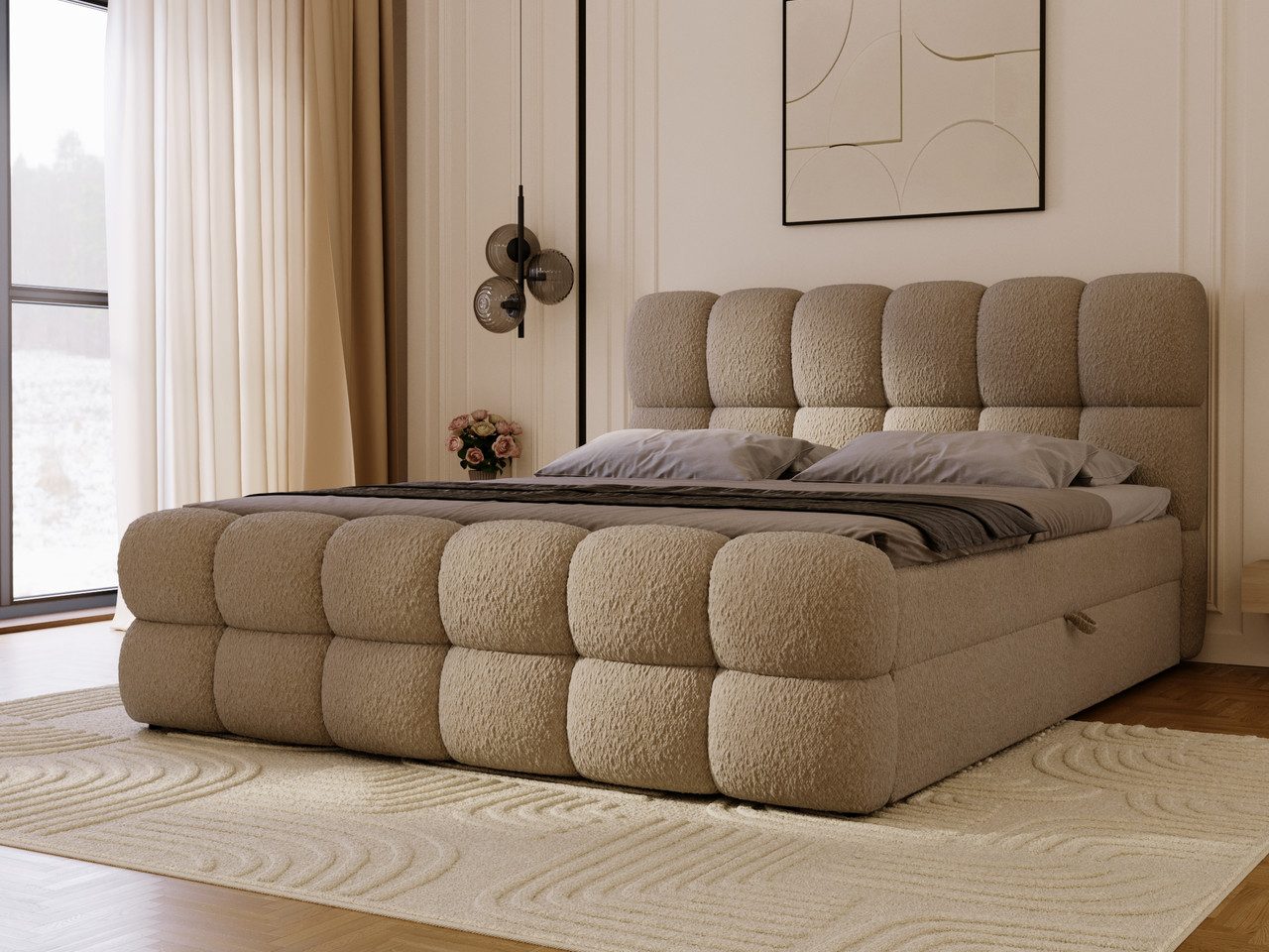 GrainGold Boxspringbett Modo (Set, Boxspringbett, Bettkästen, Topper), mit zwei Bettkästen und Topper, Bonell-Matratze