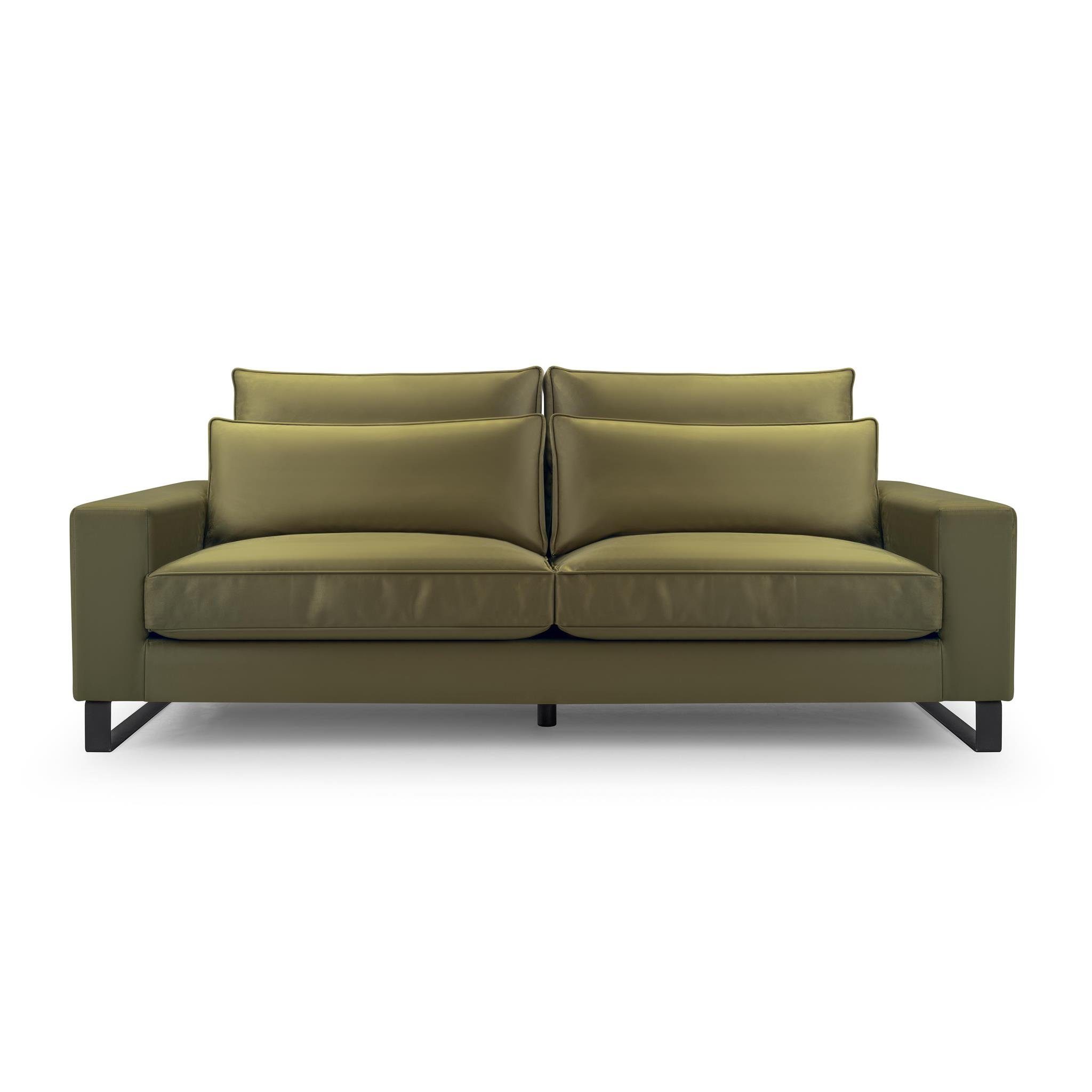 (B 3-Sitzer x 106 Metallbeine cm Velourstoff, Olive x L), inkl. schwarze H x aus Carmen, (salvador 10) im x Loungesofa 90 Beautysofa 221 Stil, modernes