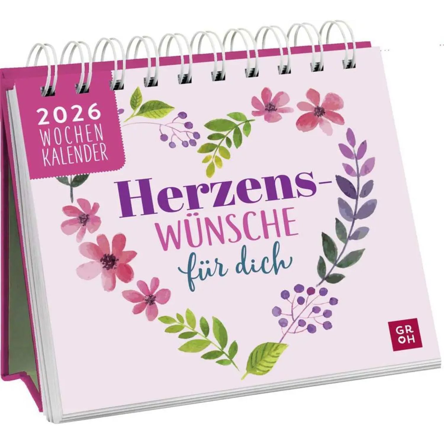 groh Verlag Tischkalender Mini-Wochenkalender 2026: Herzenswünsche für dich