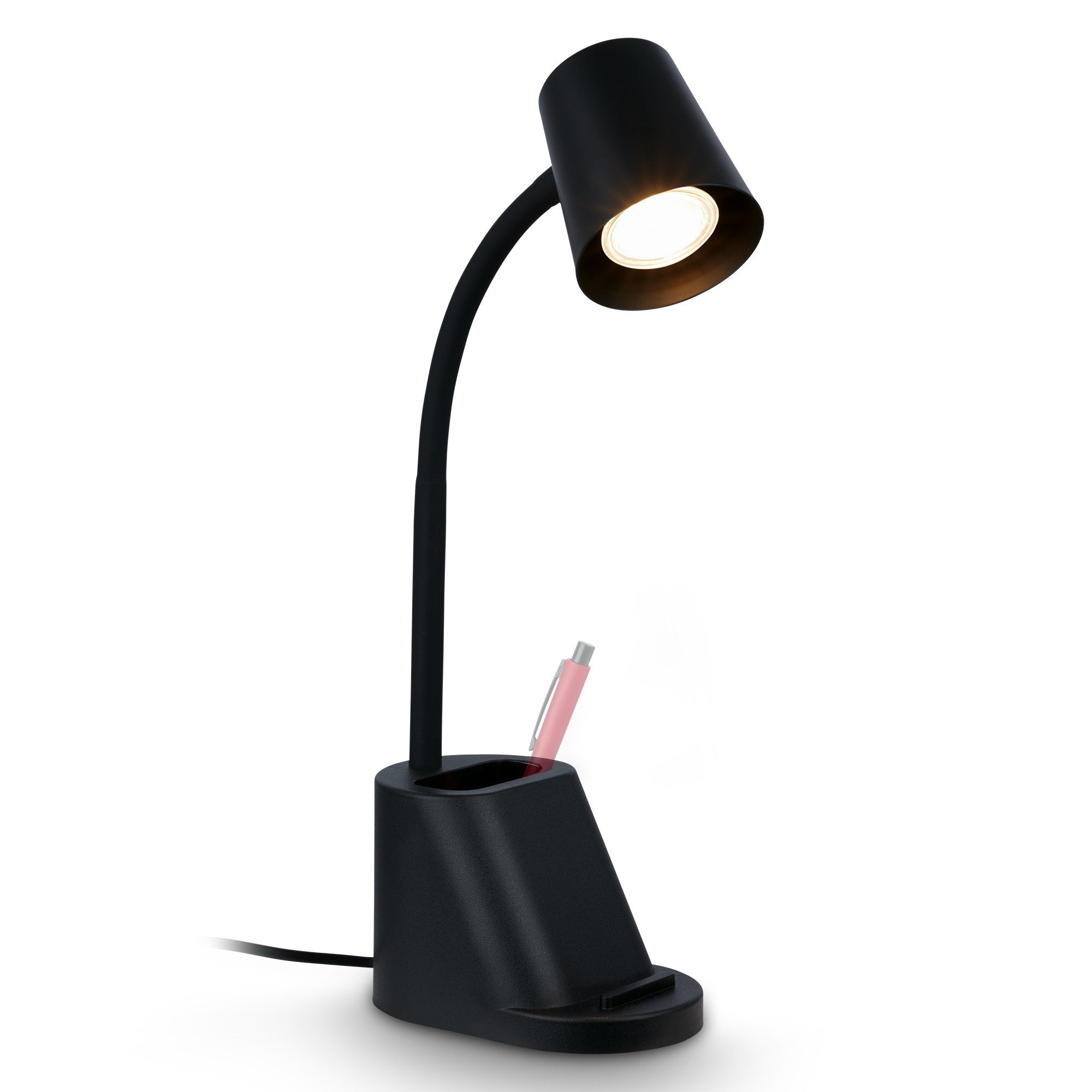 Briloner Leuchten Tischleuchte LED Tischlampe Bürolampe Homeoffice Schreibtischlampe Kinderzimmer, mit Stiftbehälter, ohne Leuchtmittel, 2700K - Extra - Warmweiß