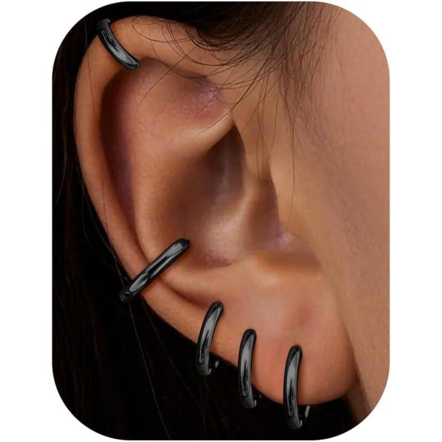 Krfy Creolen-Set Kleine Creolen Ohrringe Schwarz Chirurgenstahl Set Helix Piercing