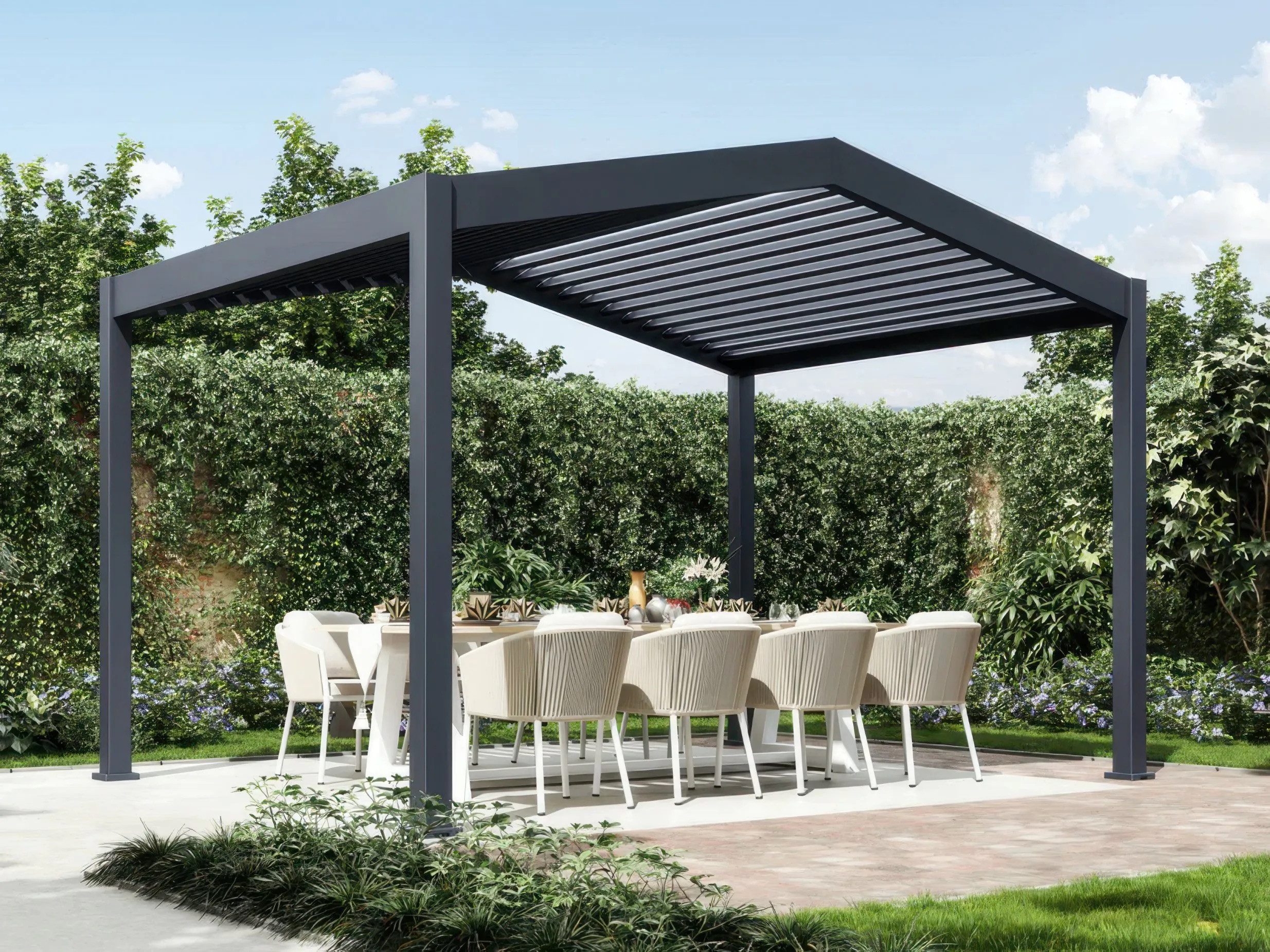 Gutroof Pergola "SUMMIT" 4x3m, 270cm höhe, verstellbares Lamellendach, bioklimatisch, BxTxH: 400x300x270 cm, Terrassenüberdachung, Pfosten: 11,6 × 11,6 cm