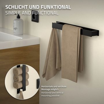 ML-DESIGN Handtuchhalter Badetuchhalter Handtuchstange Wandhalter selbstklebend für Handtücher, Schwarz Stahl 42cm ohne Bohren Wandmontage zum kleben für Bad & Küche