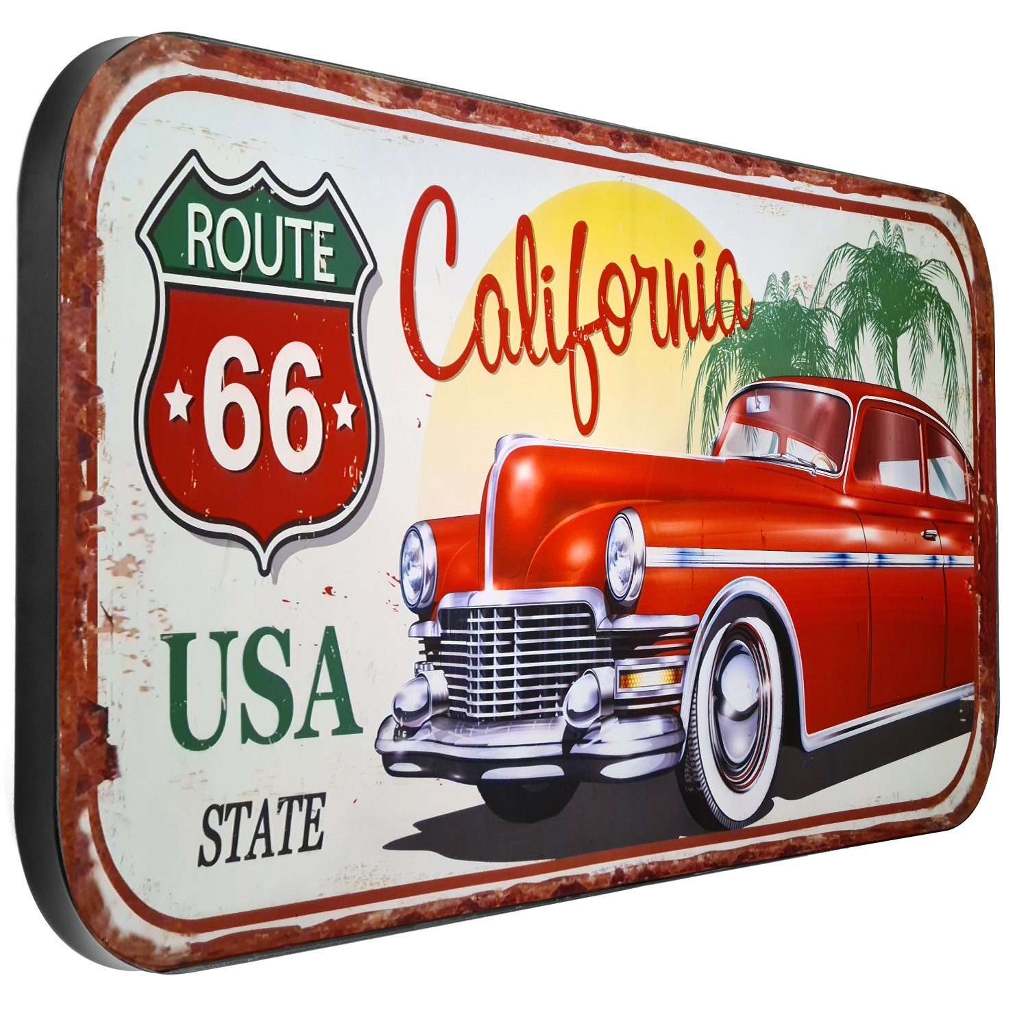 Moritz Metallschild Blechschild XXL Route66 Carlifornia USA, Vintage Retro Nostalgie Metall Wandbild Dekoration bedruckt Geschenk