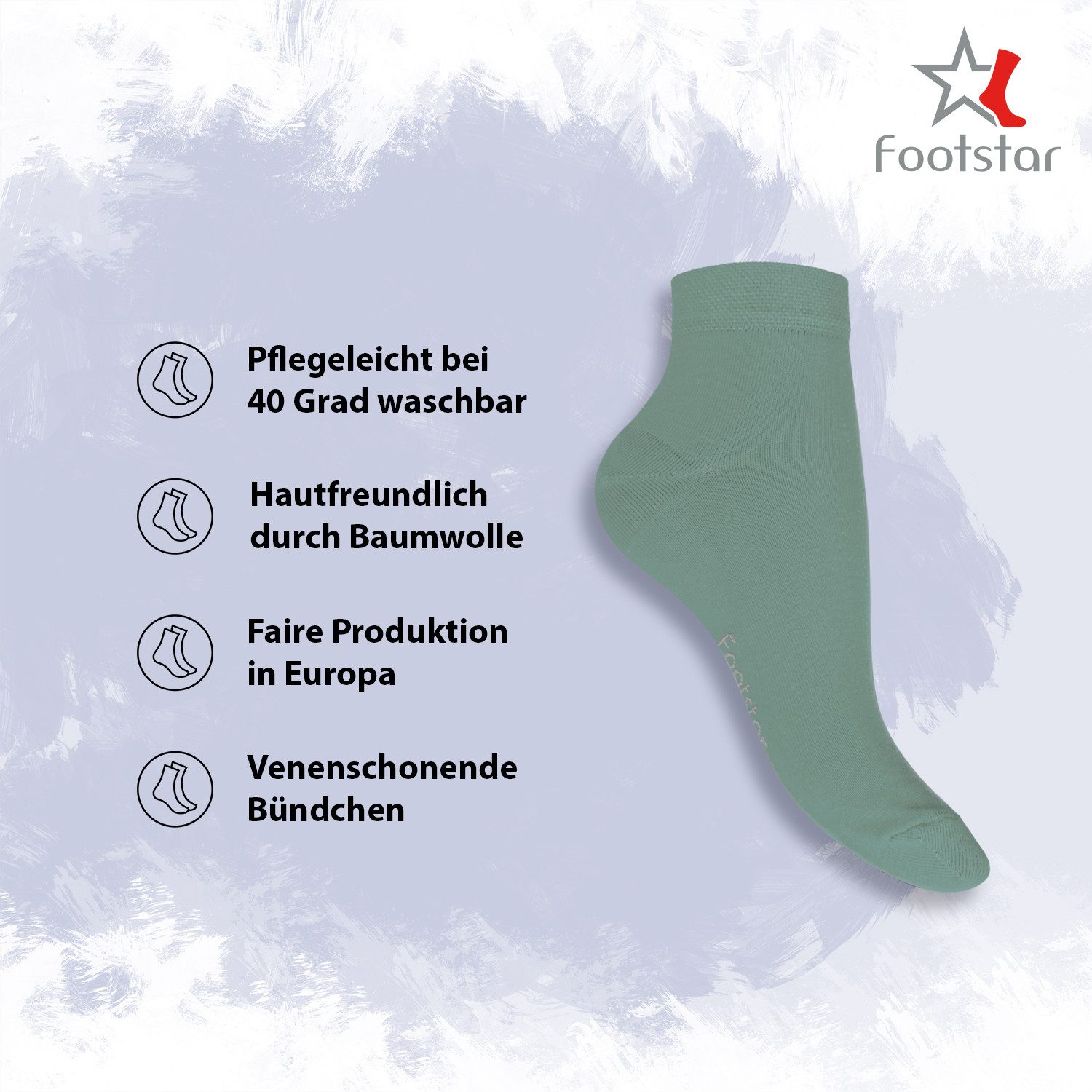 Footstar Kurzsocken EVERYDAY! 10 Paar Quarter Socken Kurzsocken Kurze Baumwoll Socken