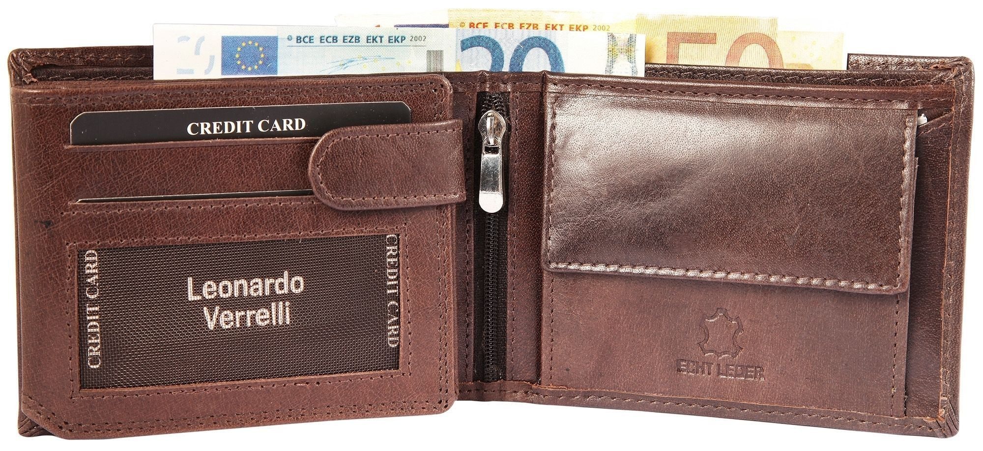 Leonardo Verrelli Geldbörse Rami, langlebig (inkl. Schmuckbox), Herren GeldbÃ¶rse Quer Echtleder