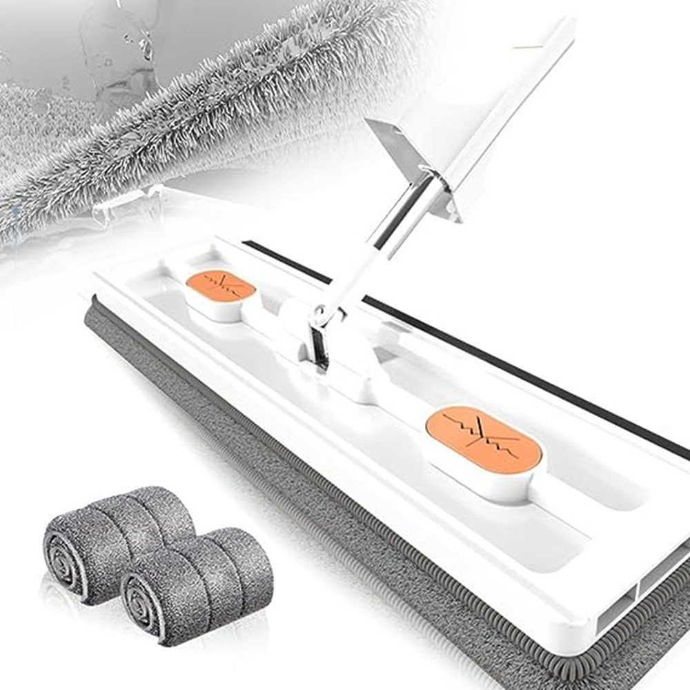 autolock Wischmopp Großer Flachmop,Großer Flach Mopp Bodenwischer, 360-Grad-Bodenwischer, Große Flächen mit 137cm Langem Edelstahl Griff, Wischmopp