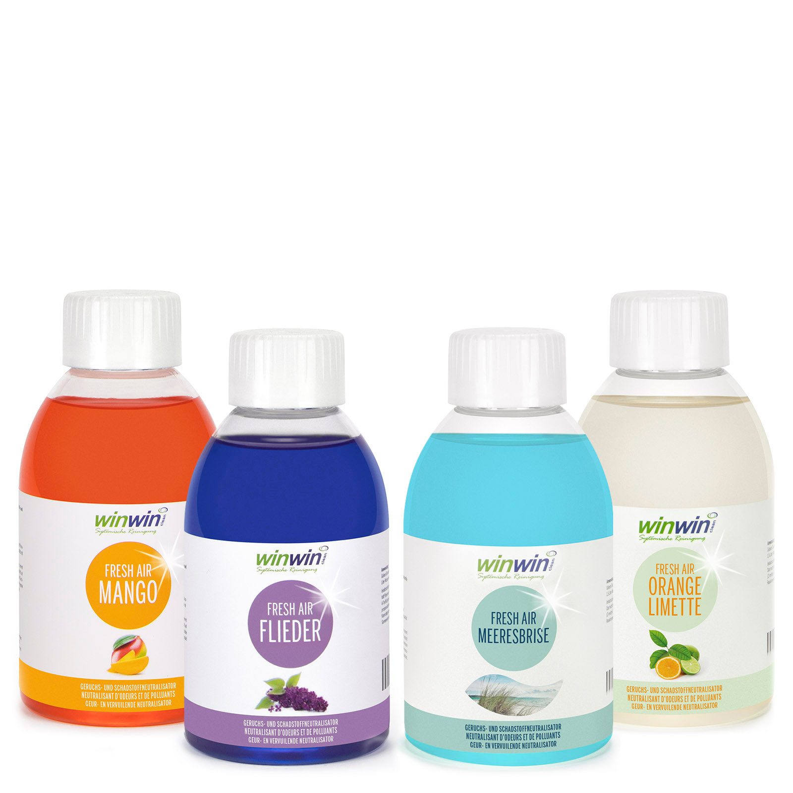 winwinCLEAN Raumduft fresh AIR SET 4x 250ml: Raumluft-Deo, Raumduft, Geruchsentferner (Spar Set, 1x 500ml), Geruchsentferner,Geruchsneutralisierer,Luftreiniger,Raumluftdeo