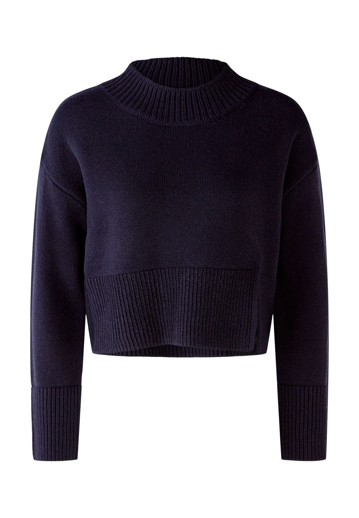 Oui Strickpullover Pullover Wollmischung darkblue | Longpullover