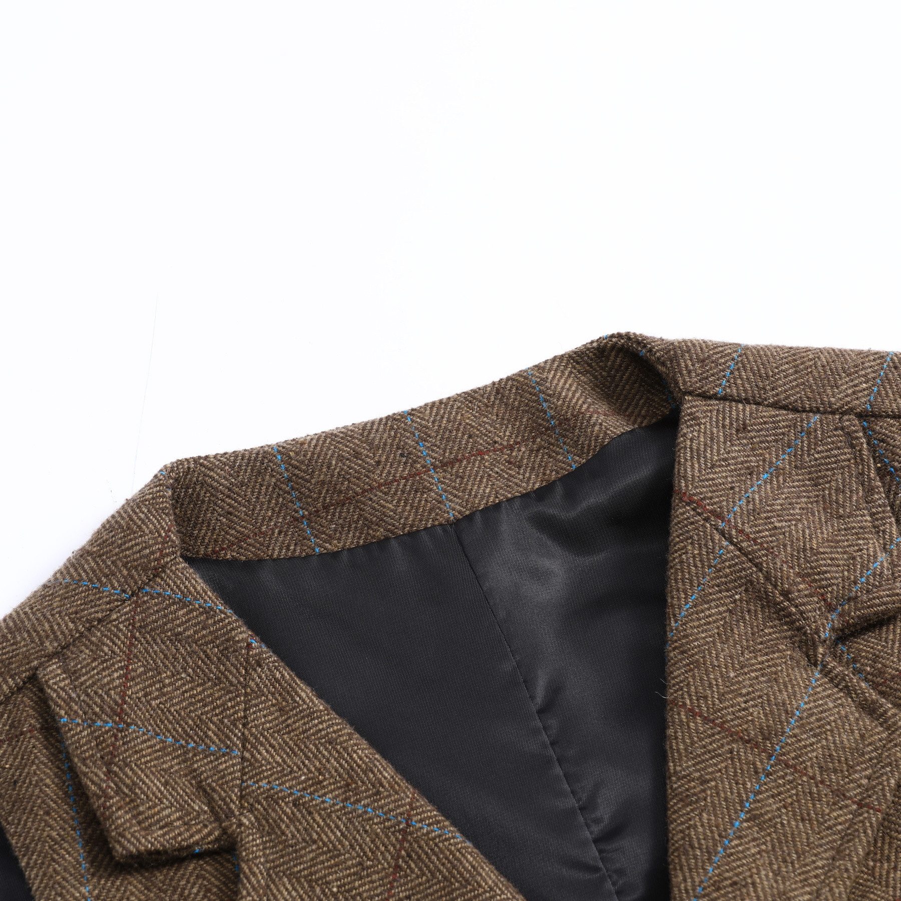 Allthemen Anzugweste mit Reverskragen Fischgrätmuster Herrenweste klassische Anzugweste