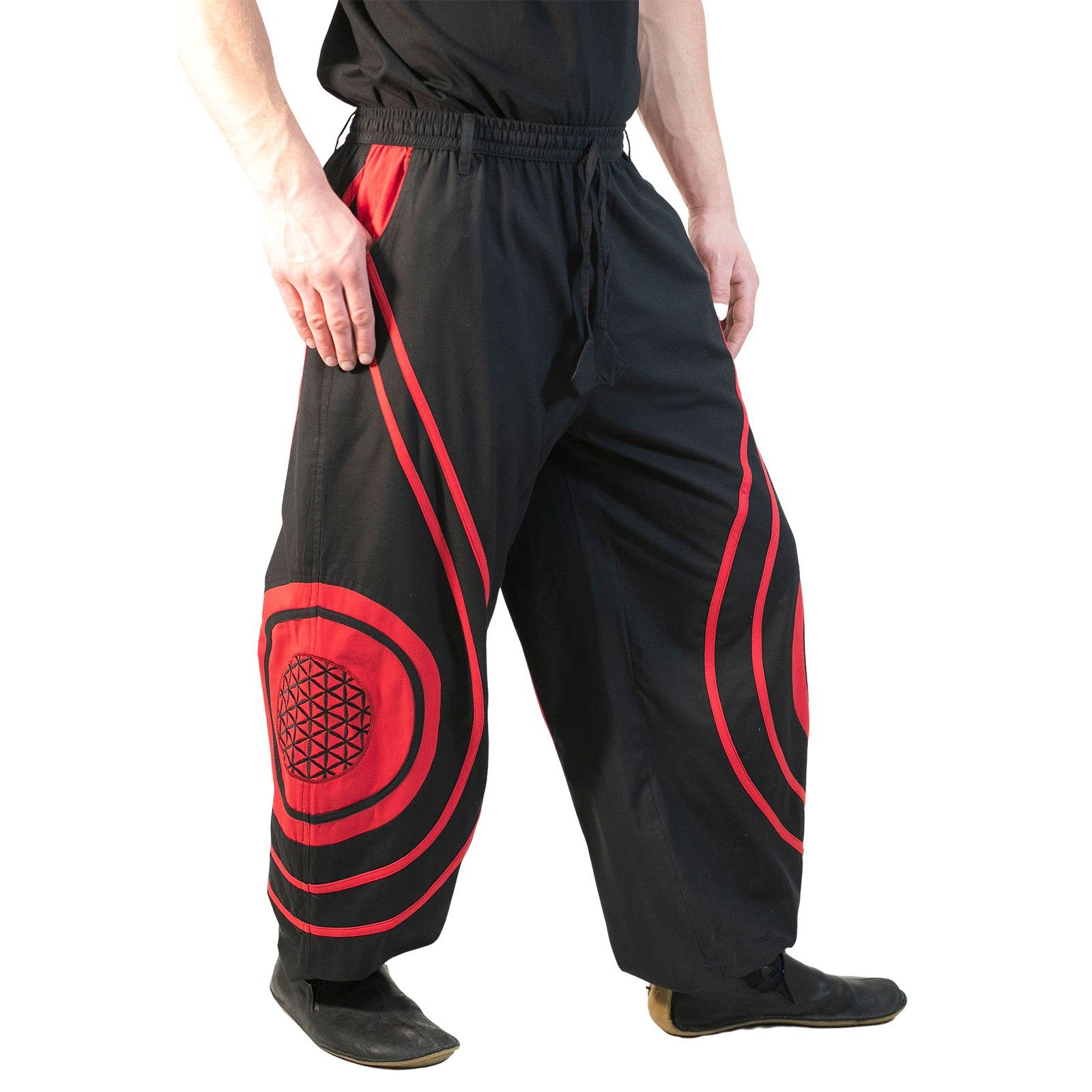 KUNST UND MAGIE Haremshose Hose Blume des Lebens Hippie Pluderhose Kordelzu günstig online kaufen