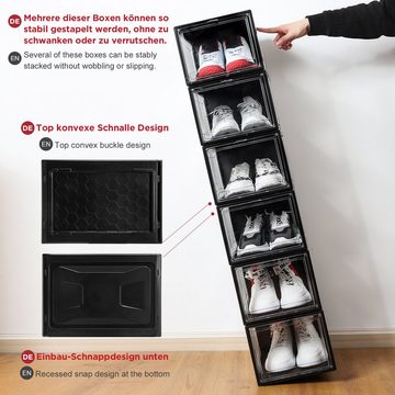 Yorbay Schuhbox 3er Set Schuhbox, stapelbarer Schuhorganizer, Schuhaufbewahrung (Kunststoffbox mit durchsichtiger Tür), Transparent weiß / schwarz, 37 x25,5 x 20 cm, für Schuhe bis Größe 48
