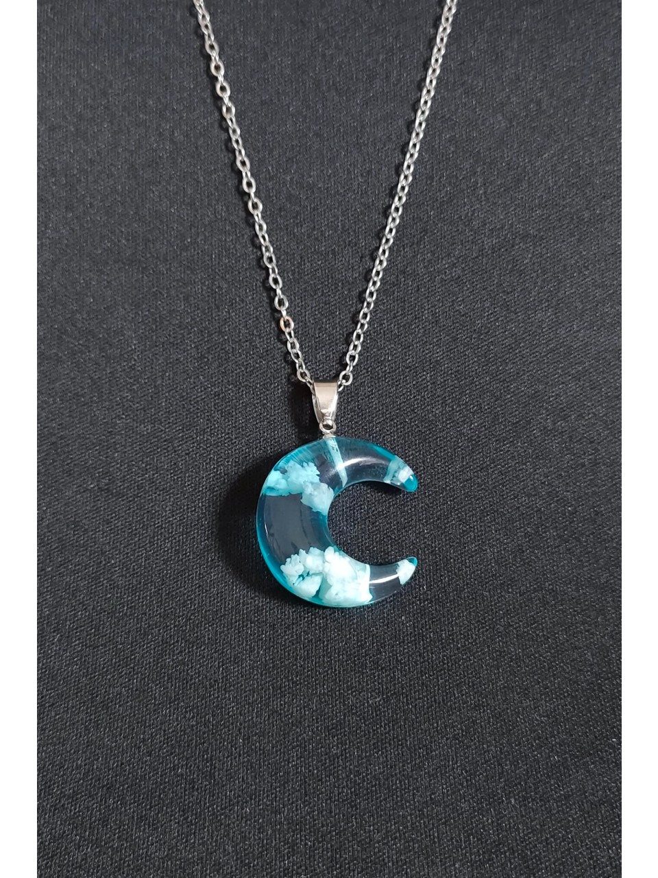 Valentinstagsgeschenk Nisan Kette und Anhänger Set, Silberplattierte Halskette mit leuchtendem Wolken-Halbmond