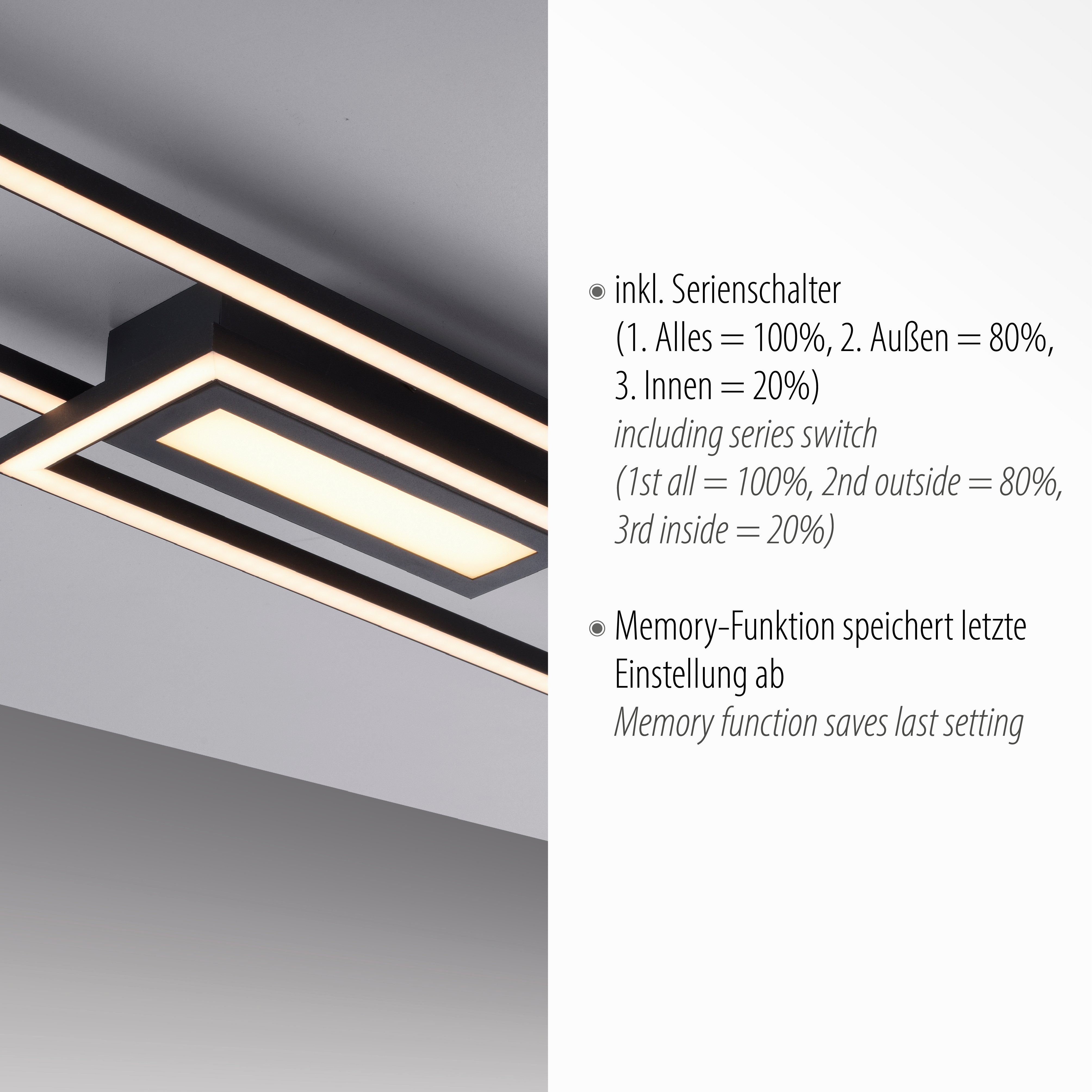 Leuchten Direkt Deckenleuchte ASMIN, LED separat integriert, steuerbar fest (Schalter) Warmweiß, LED