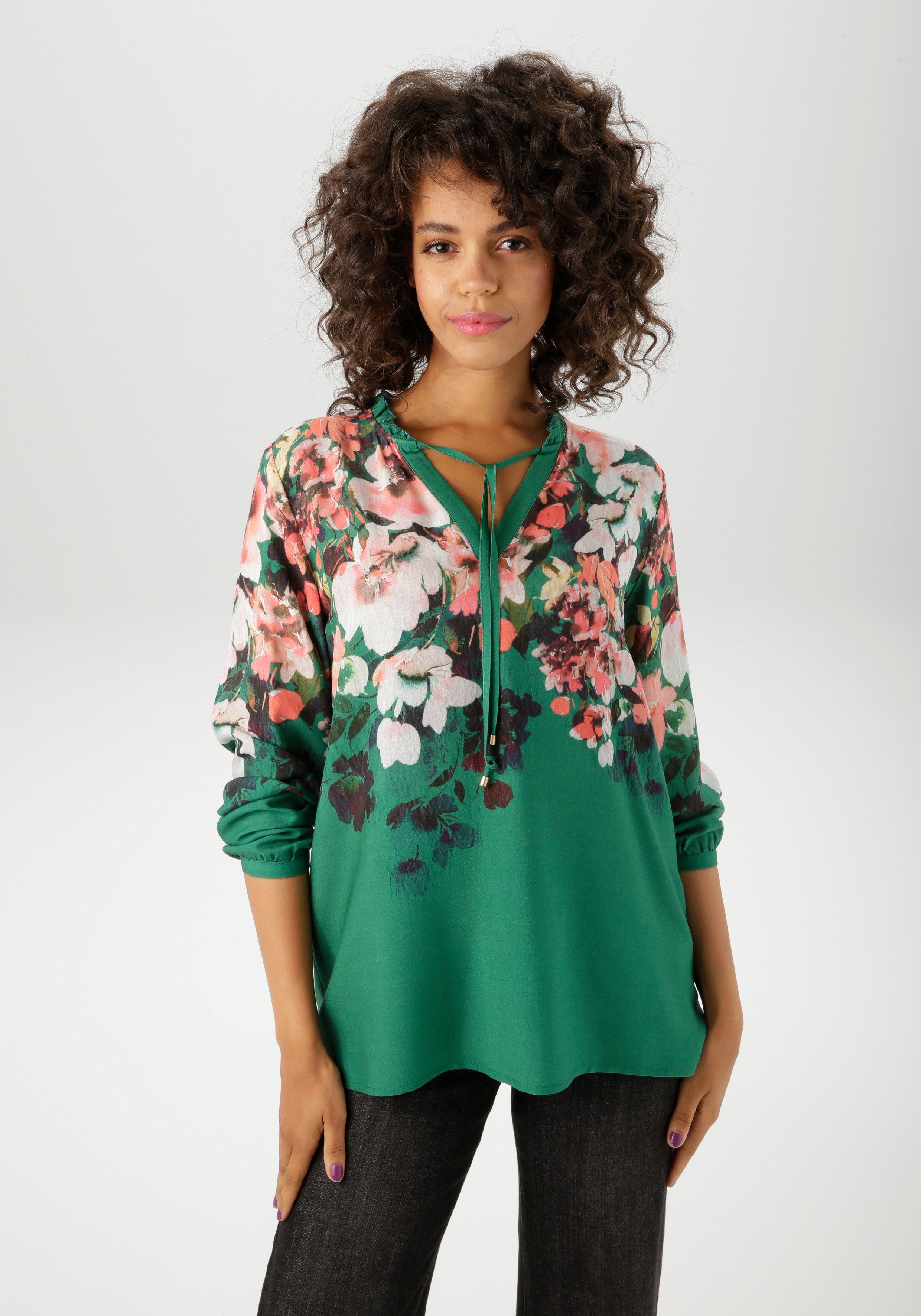 Aniston CASUAL Schlupfbluse mit farbenfrohen Blüten bedruckt günstig online kaufen