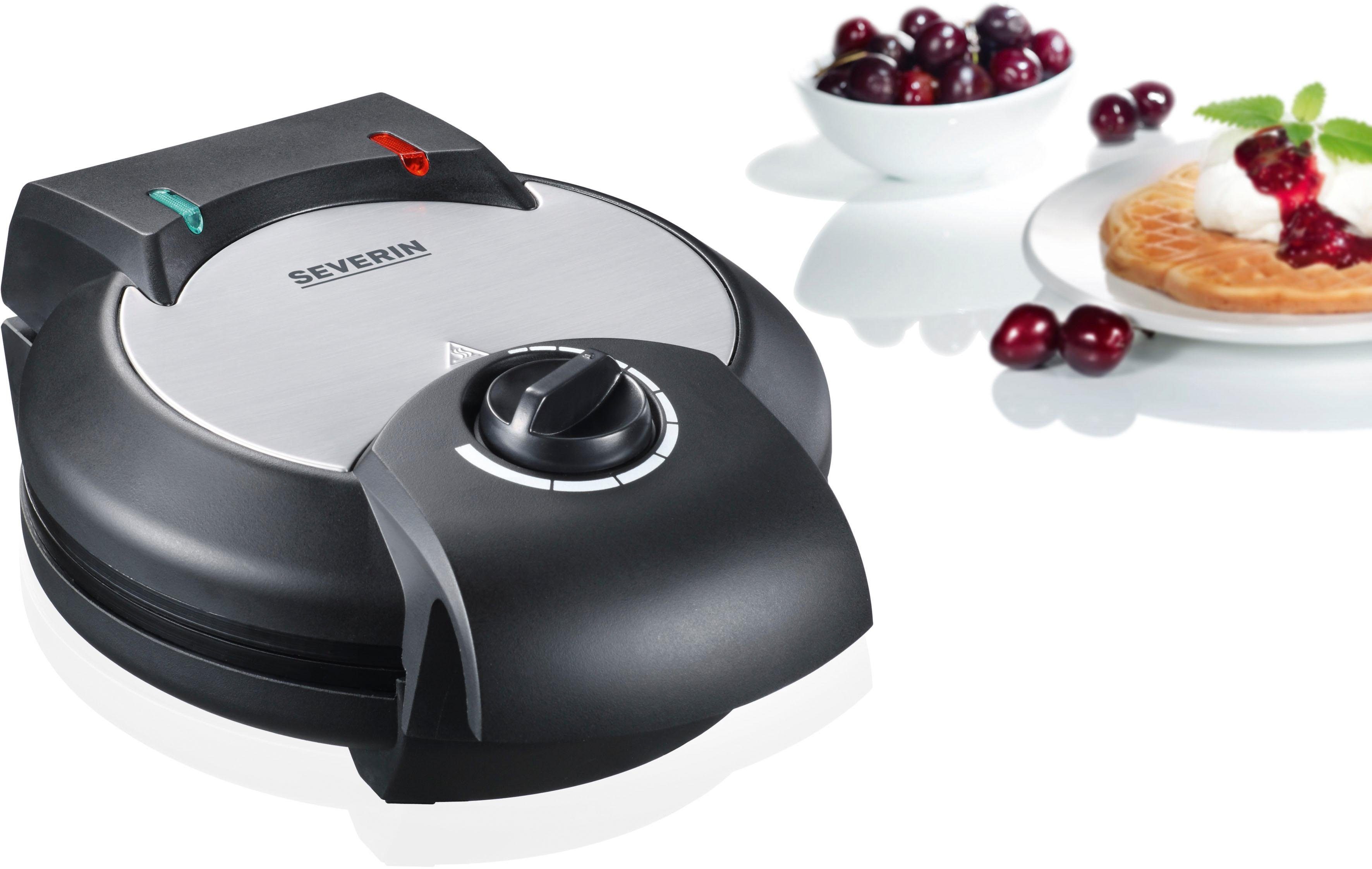 Severin Waffeleisen WA 2103, 1200 W, Waffeln in Herzform, Antihaftbeschichtung, Temperaturregler, Backampel