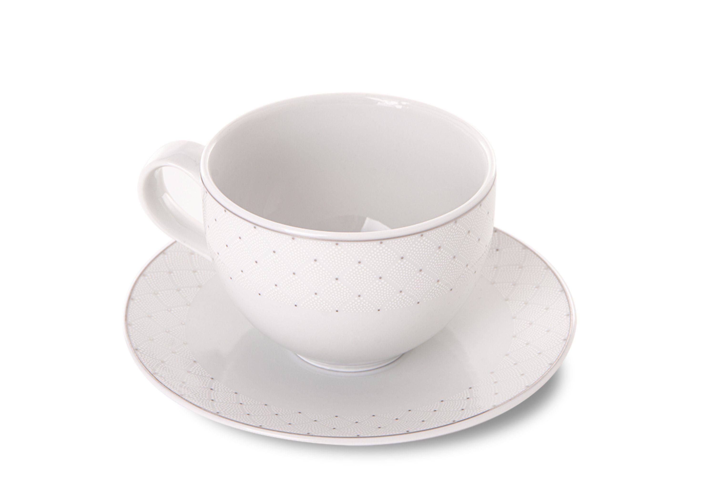 KONSIMO® Kaffeeservice AMELIA Tasse & Untertasse (12-tlg), 6 Personen, Porzellan, Klassisch-Stil, Spülmaschinengeeignet