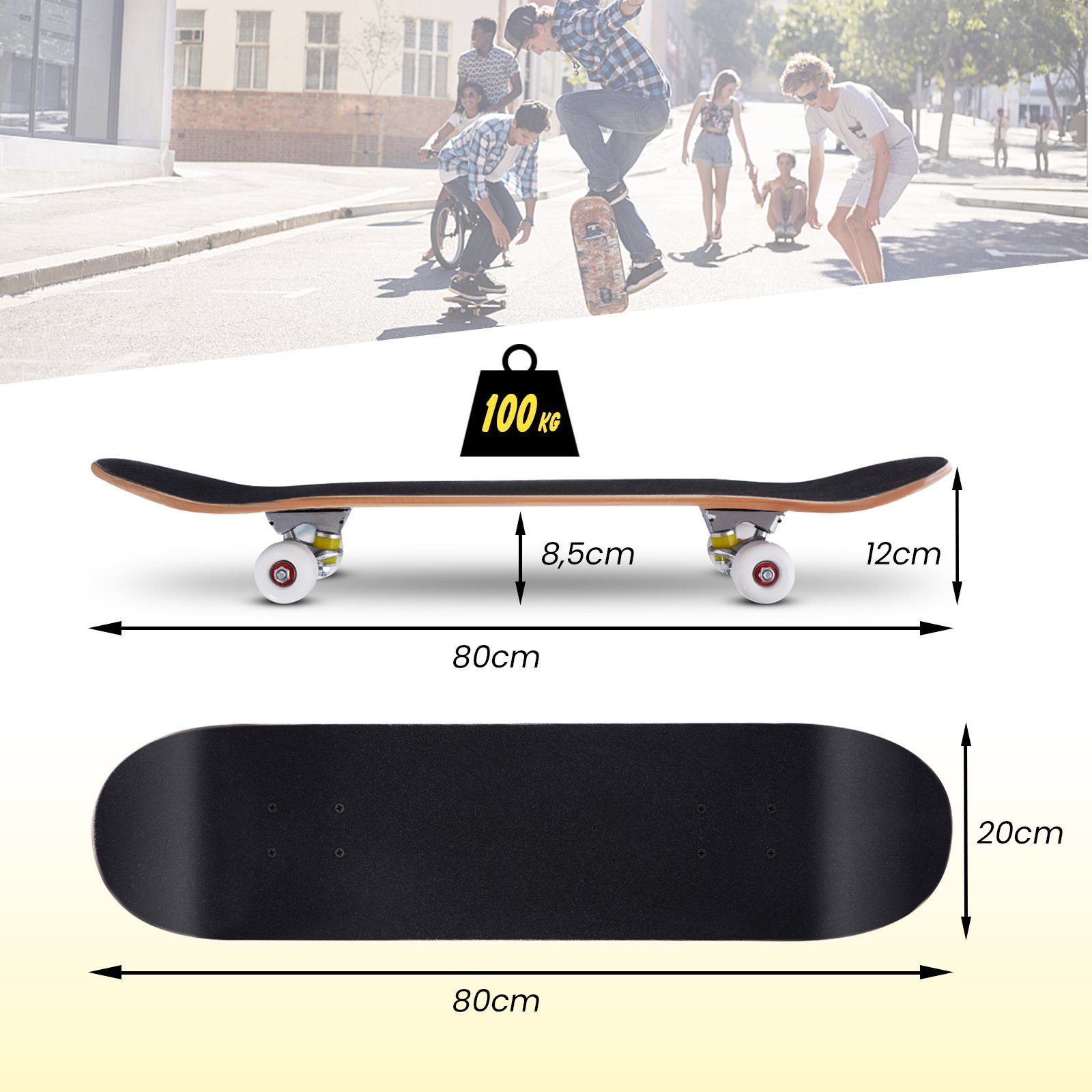 Schwarz Skateboard COSTWAY Skateboard