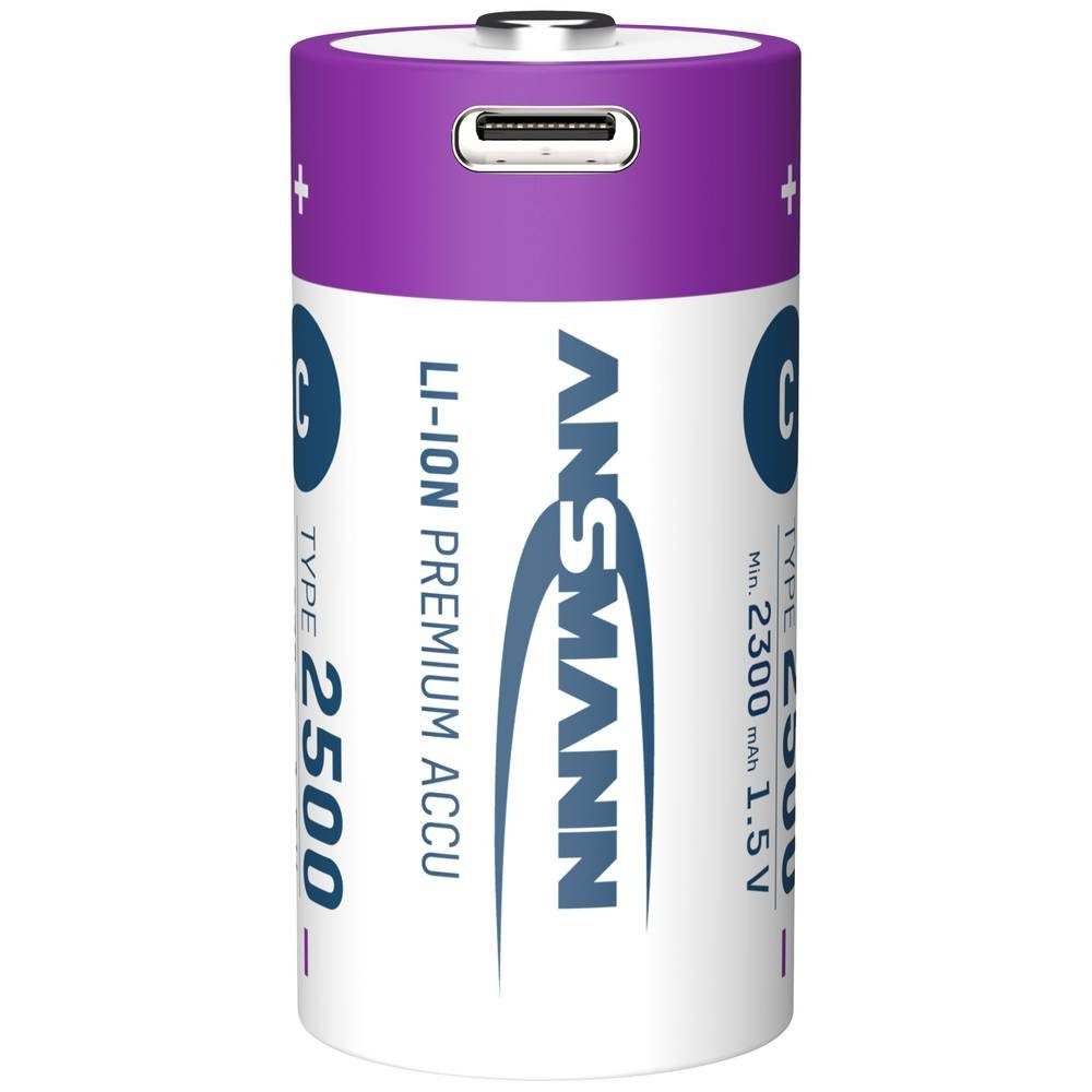 ANSMANN AG Li-Ion Akkus Baby C Typ 2500 (min. 2300 mAh) 2er 1313-0004 Akku