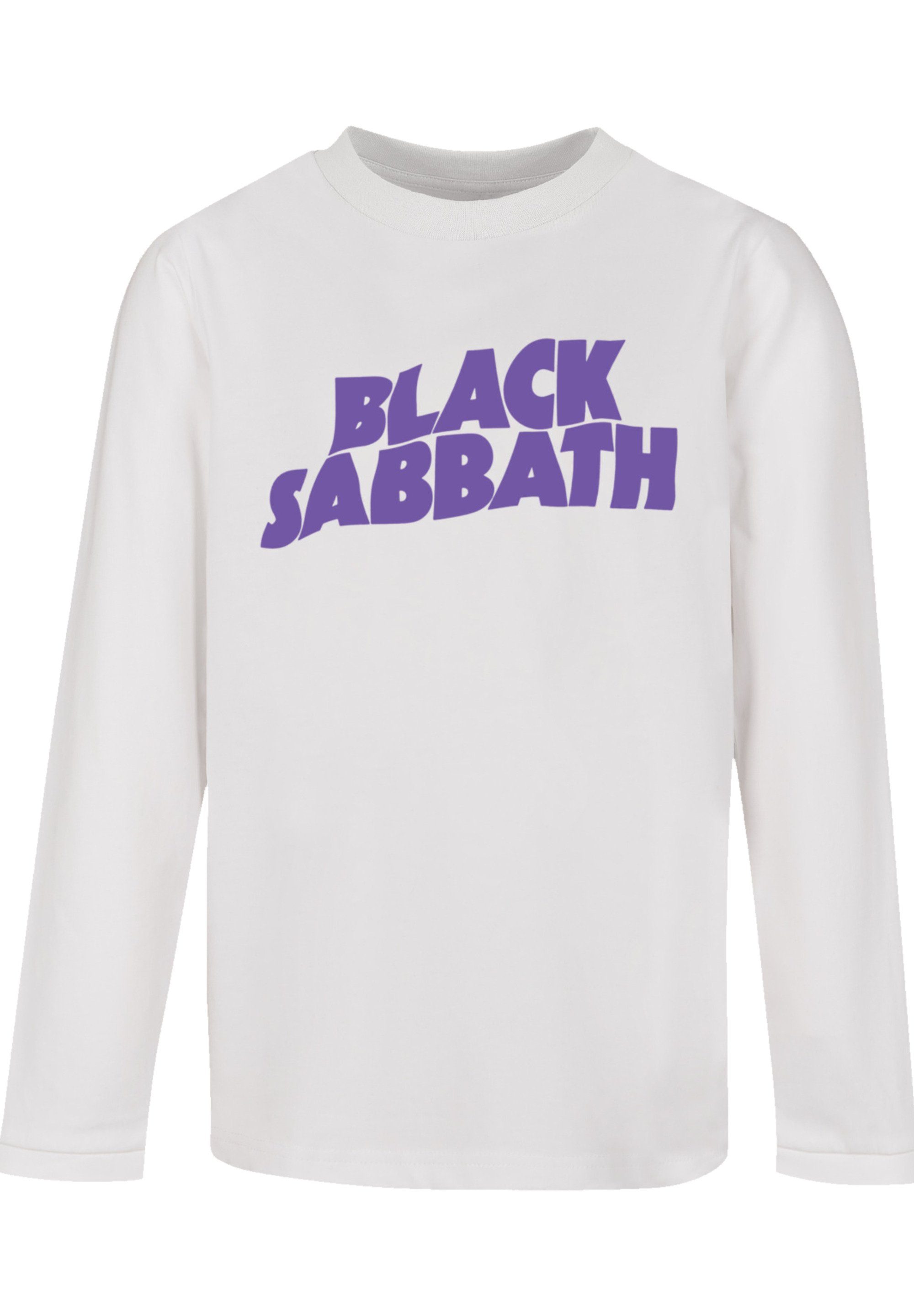 weicher mit Baumwollstoff Print, Black Sabbath Tragekomfort Sehr Wavy Logo Black T-Shirt F4NT4STIC hohem