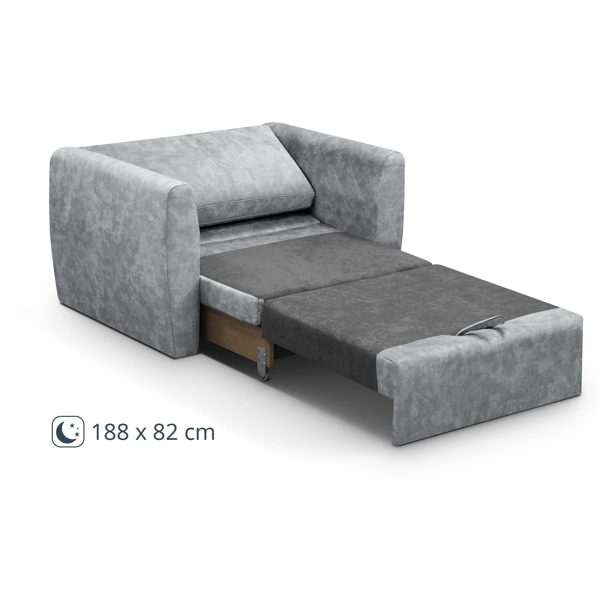 Schlafsessel, Schlaffunktion, (1-Sitzer Polstersessel Wohnzimmer), Sofa Relaxsessel Grau Beautysofa Relaxsessel (terra Kamel für 88) Bettkasten,