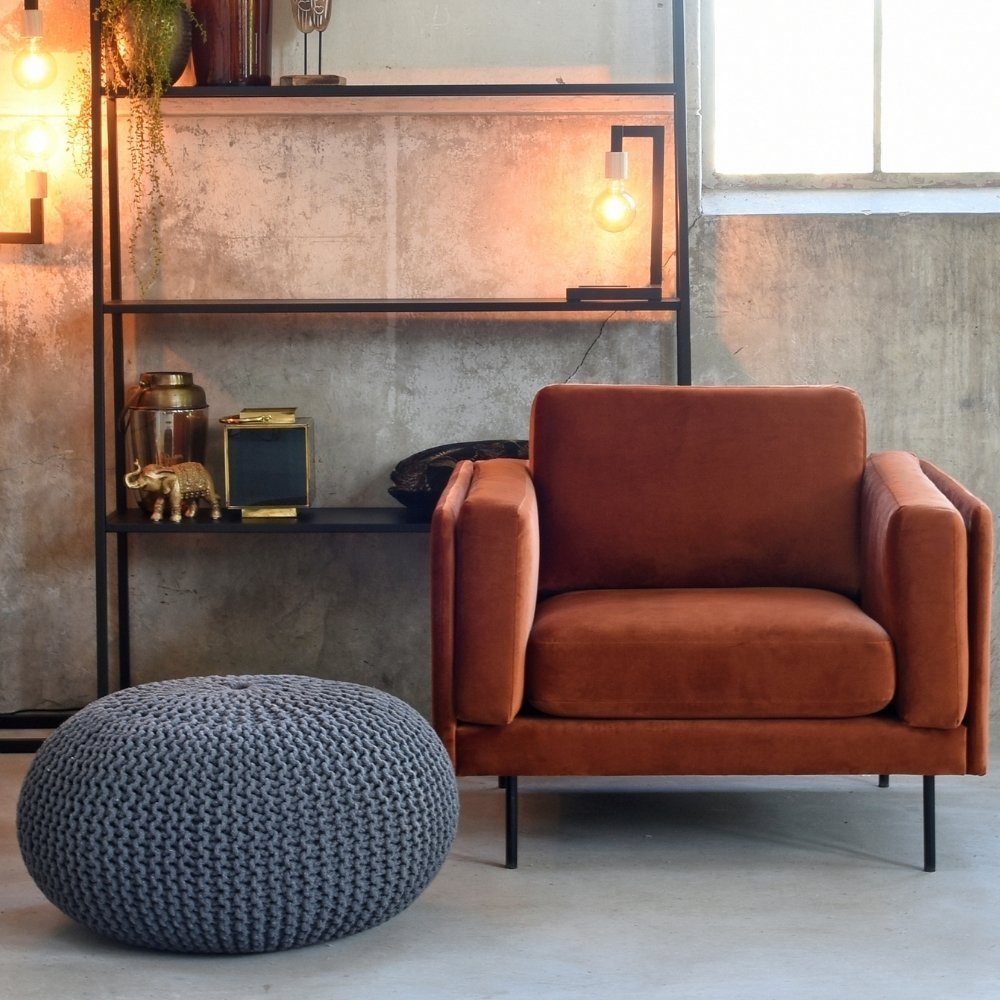 RINGO-Living Stuhl Hocker Mabel in 350x700mm, Dunkelgrau Möbel aus Baumwolle