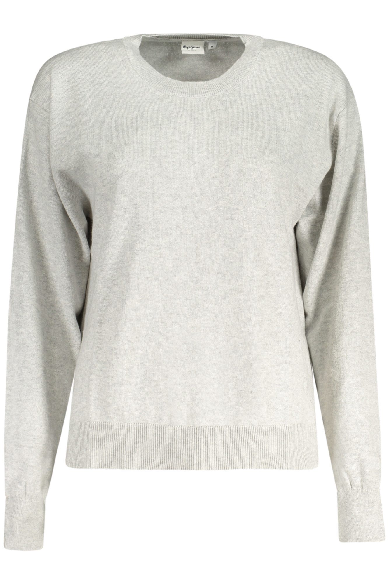 Pepe Jeans Strickpullover Grauer Damenpullover mit Rundhalsausschnitt und Stickerei-Details