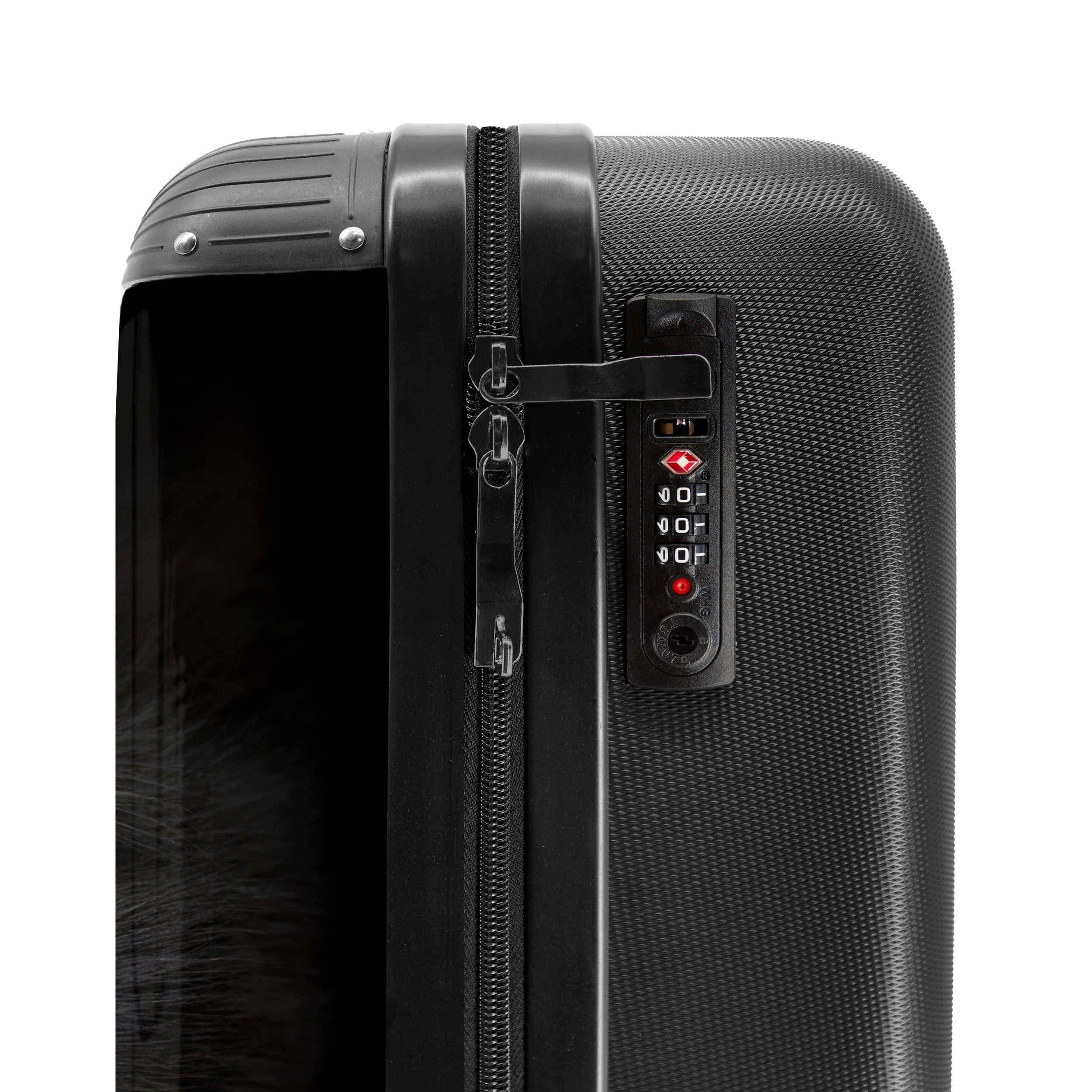 NoBoringSuitcases.com© Hartschalen-Trolley Schwarze Katze mit hellen Augen 55x35x20cm, Reisetasche mit Rollen, Koffer Handgepäck Flugzeug – Bild 5 von 5