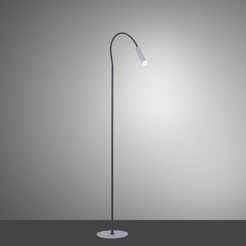 Paul warmweiß Licht, aluminium Neuhaus GEMIN, schwenkbarer Stehlampe LED PURE Stehleuchte Technologie, warmweiß, 1xLED/4,80W/3000K, gebürstet Leuchtenarm, schwenkbar Schnurschalter LED-XMO