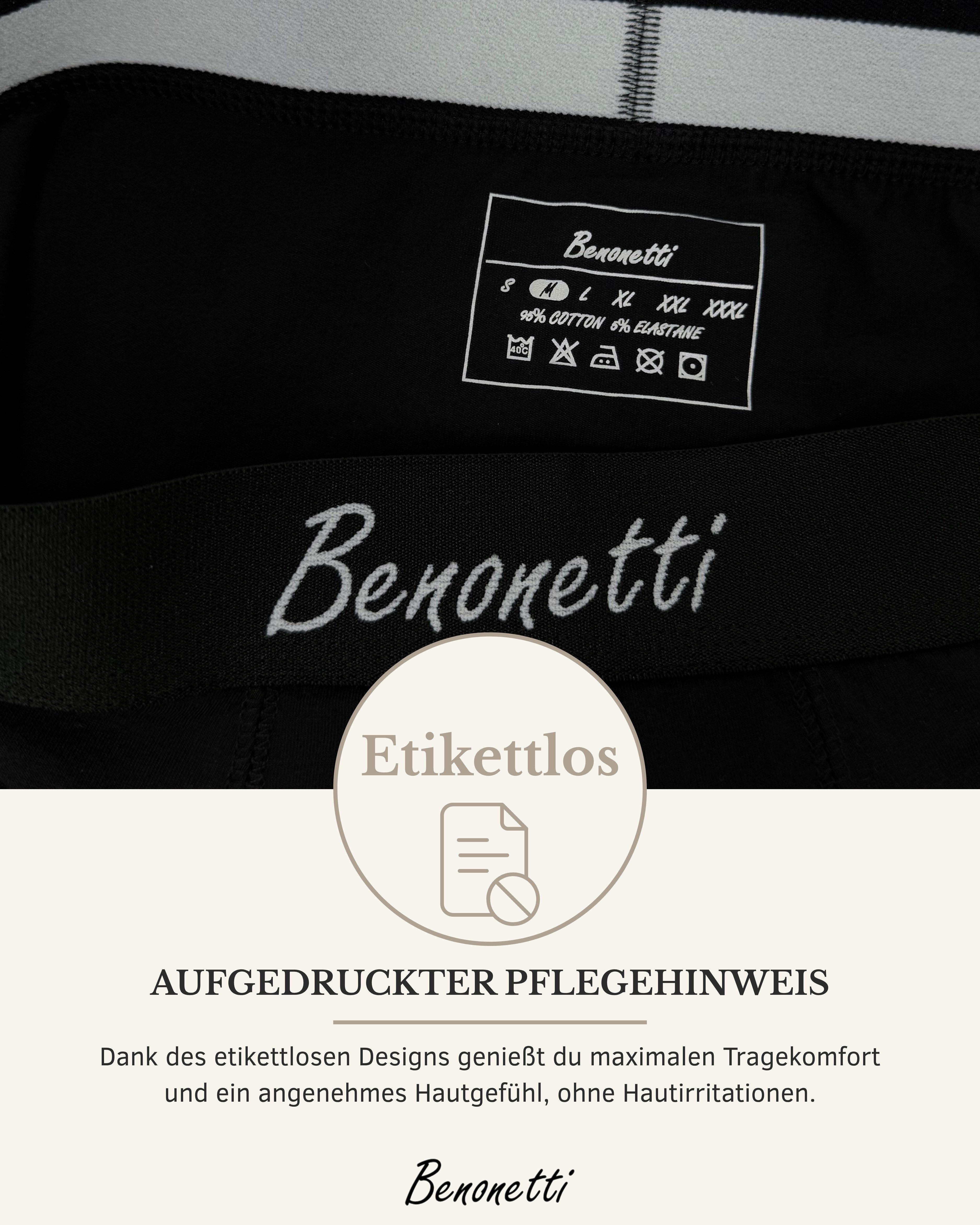 Benonetti Boxershorts 3er & 6er Pack aus Baumwolle mit hoher Tragekomfort (Packung, 3-St., 3er-Pack, Packung) Mit Komfortbund und Logo, ohne kratzenden Zettel