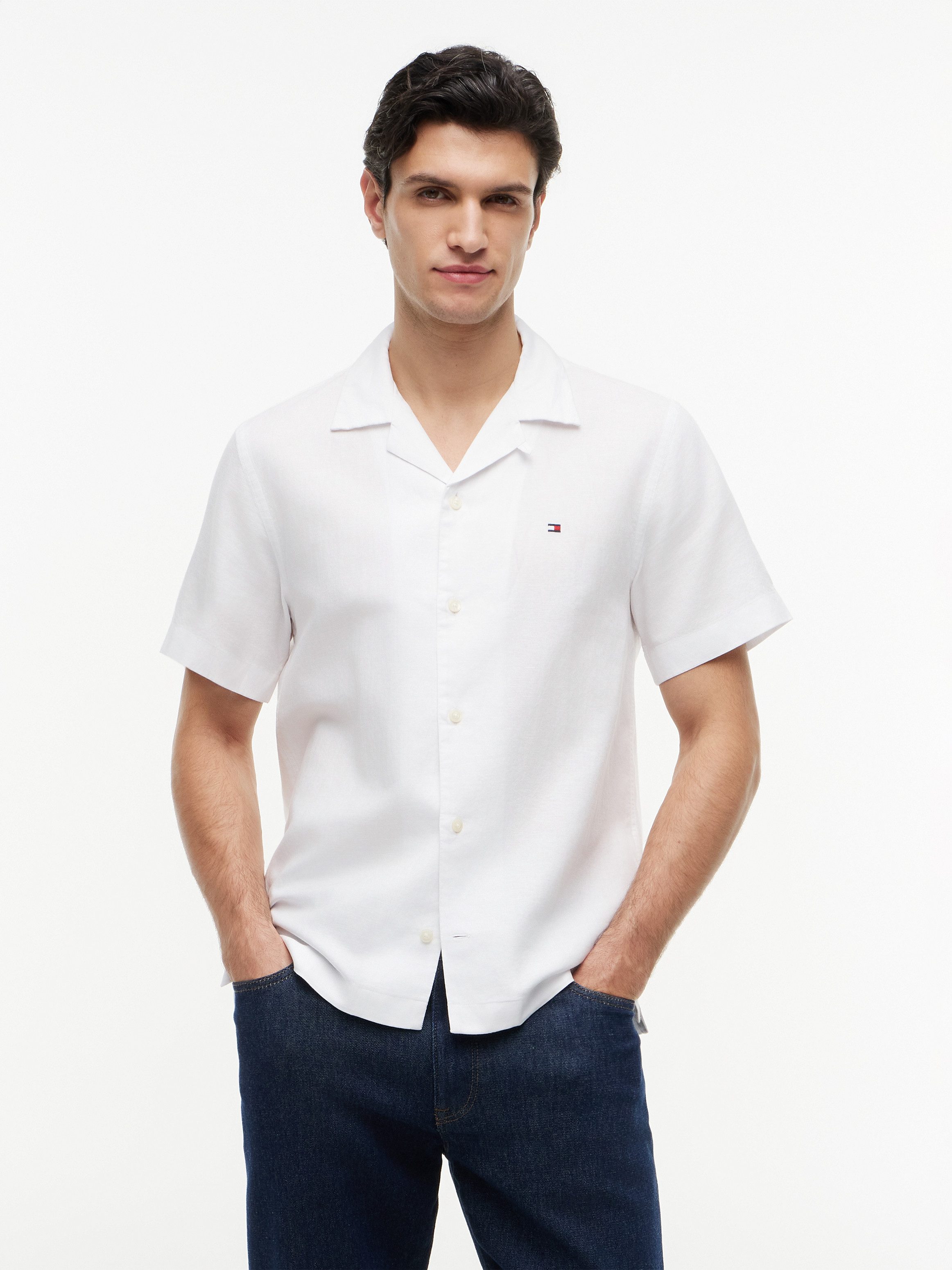 Tommy Hilfiger Kurzarmhemd LINEN BLEND SOLID SS RF SHT