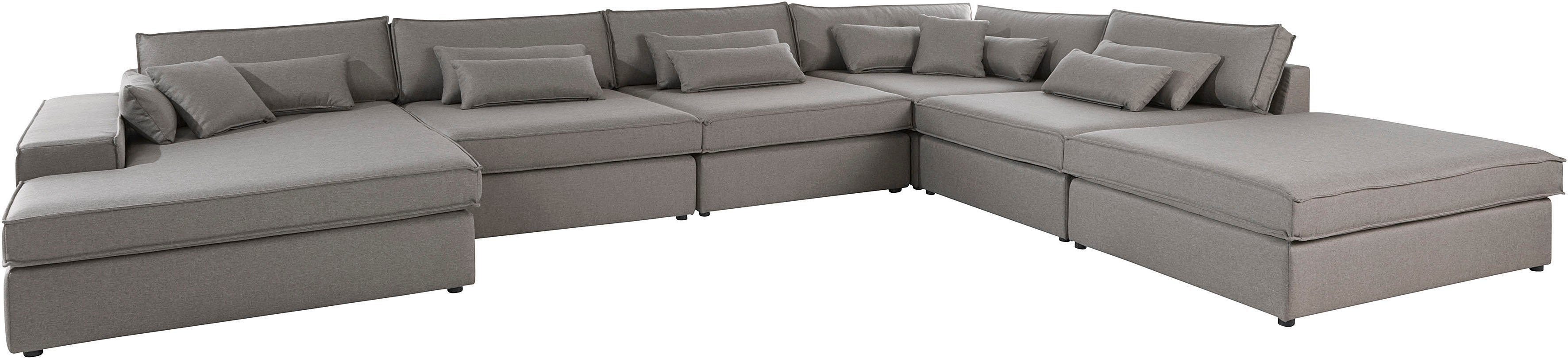 OTTO home Wohnlandschaft Enid U-Form, 6 Teile, bestehend aus Modulen, in vielen Bezügen, auch in Breitcord