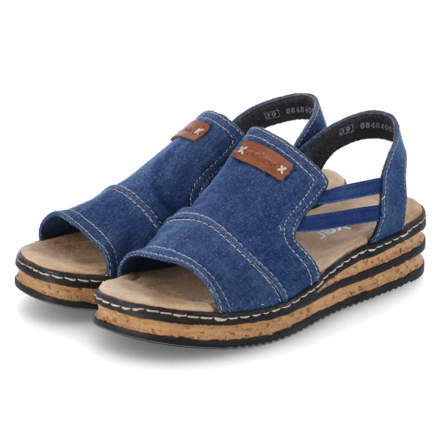 Rieker 62982-12 Damen Textil blue Sandalette