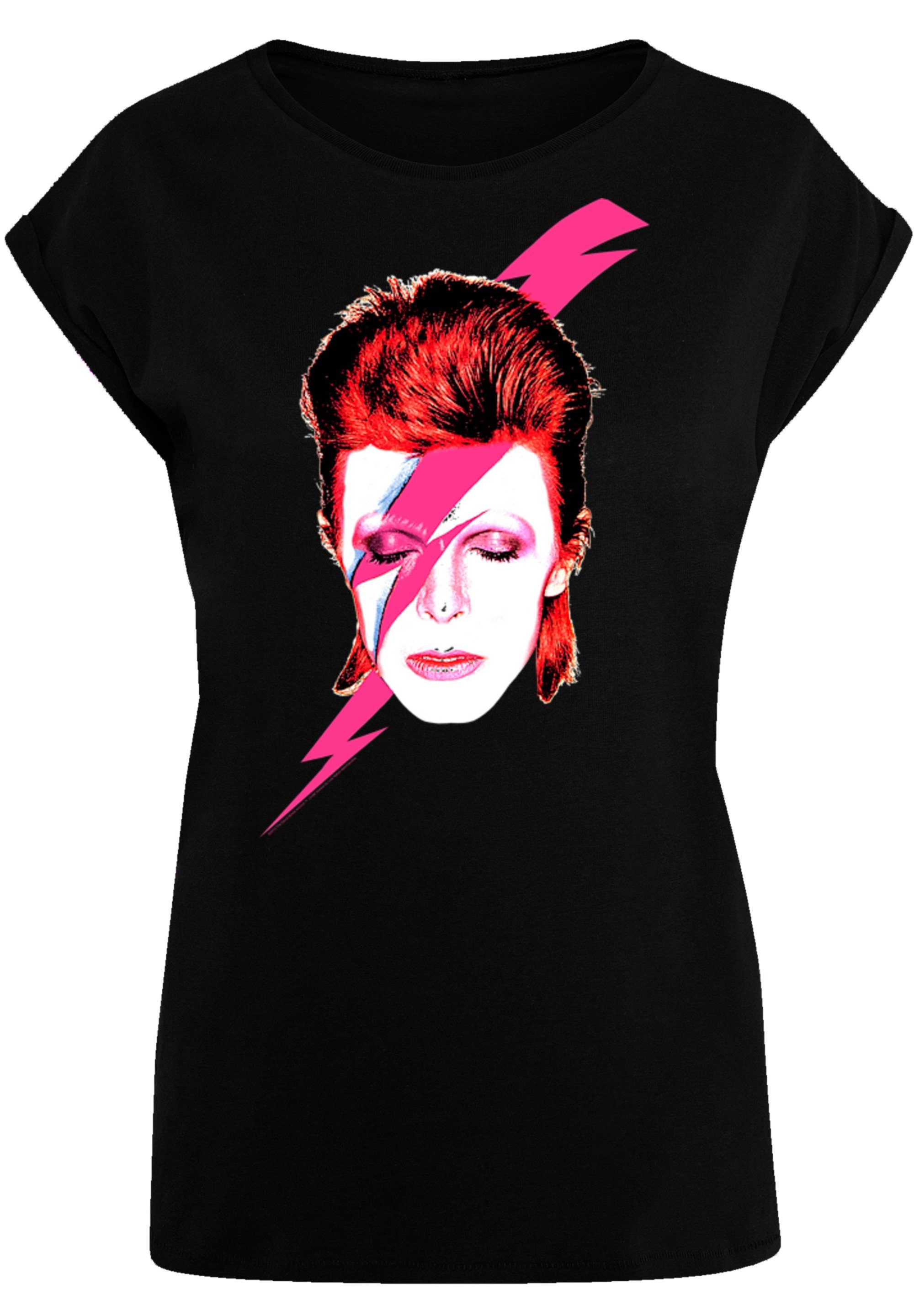 F4NT4STIC T-Shirt David Bowie Aladdin Sane Lightning Bolt Print, Das Model  ist 170 cm groß und trägt Größe M | T-Shirts