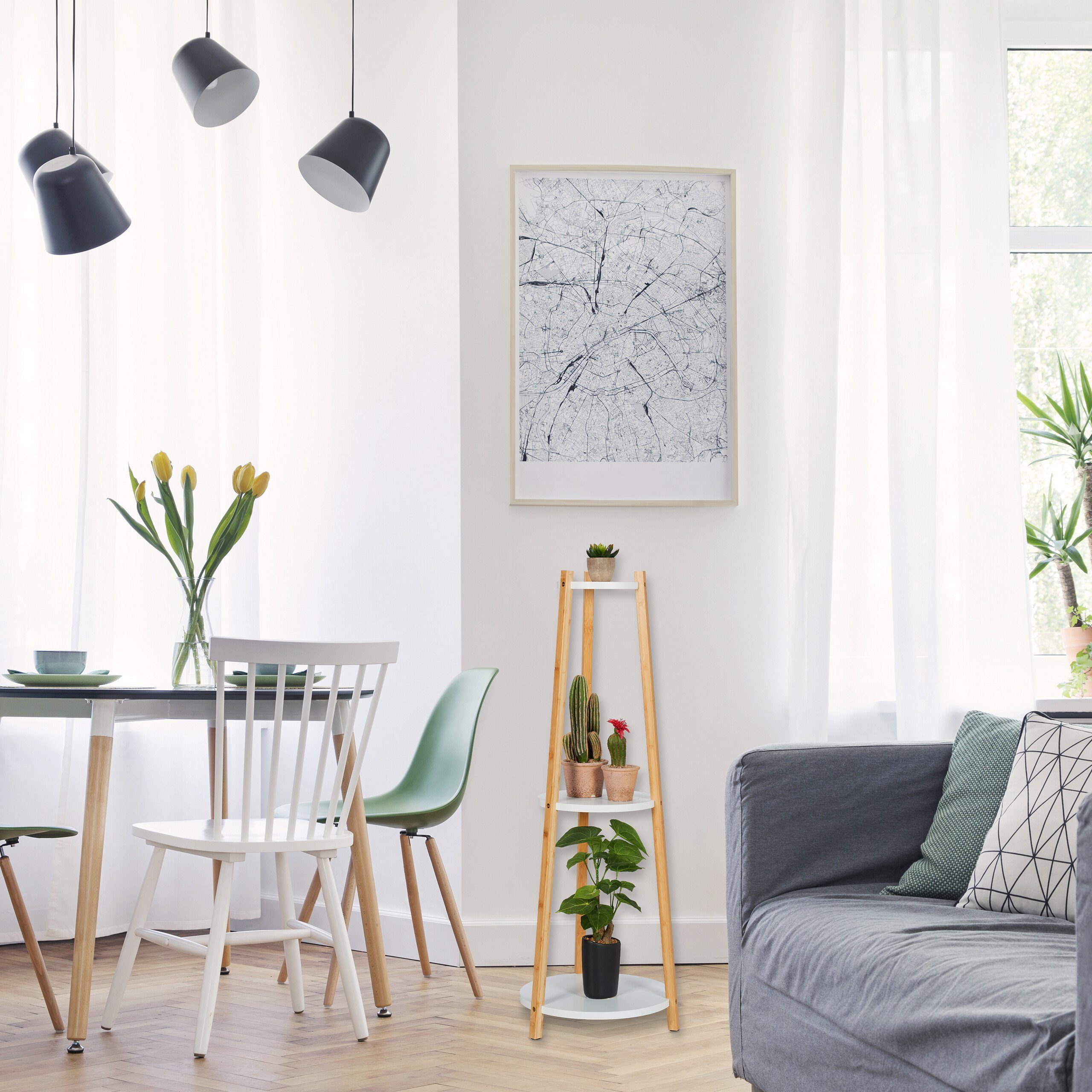 relaxdays Pflanzentreppe Pflanzenständer mit 3 Ablagen günstig online kaufen