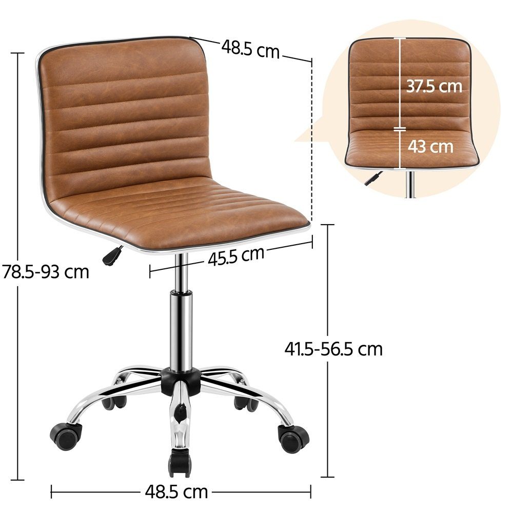 Drehstuhl, Kunstleder Rollhocker Braun Yaheetech Hocker höhenverstellbare aus