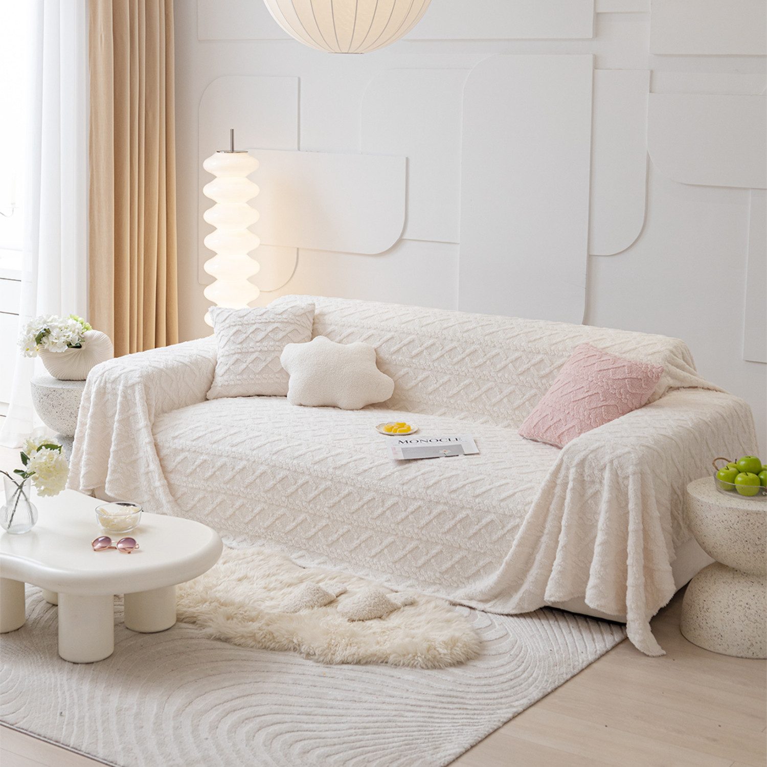 BYSURE Sofabezug, Sofaüberwurf mit Fransen