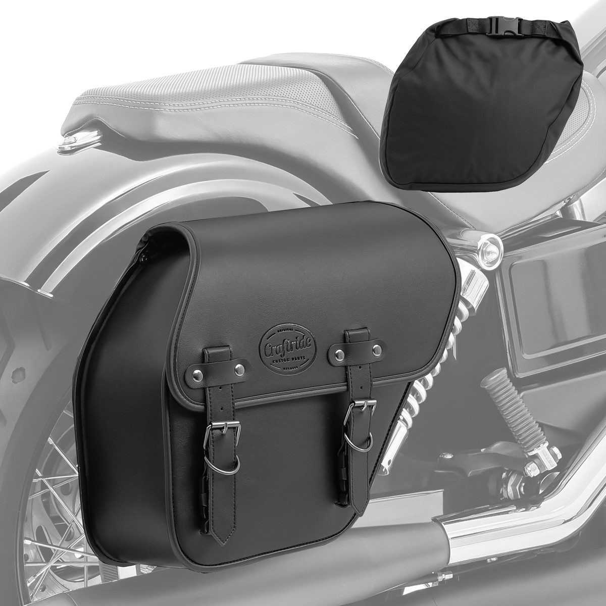 Craftride Satteltasche Satteltasche Fargo 13L rechts für Chopper / Custombike Seitentasche CB