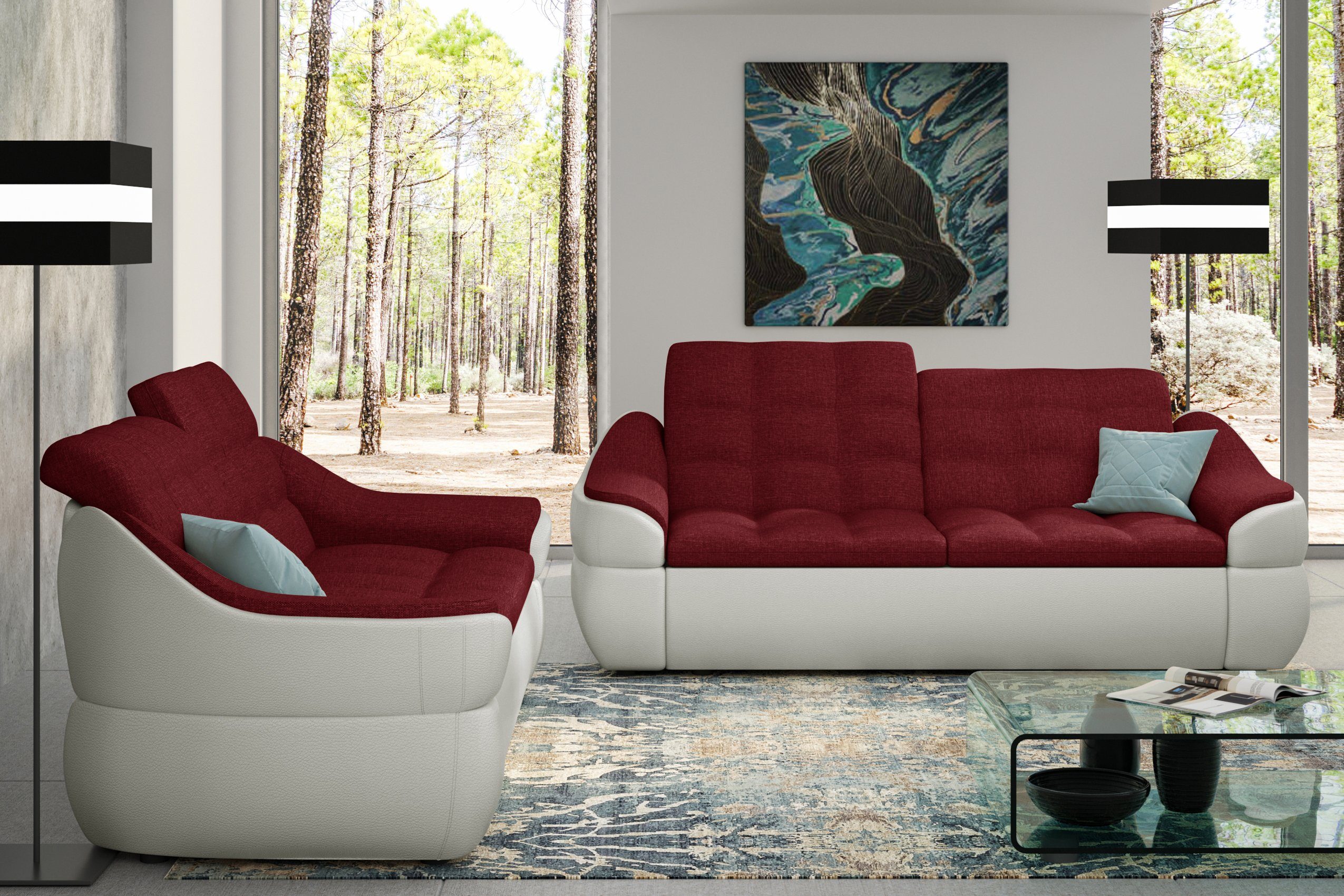 Stylefy bestehend Europa made (2-tlg), (Set Design, aus in Polstergarnitur Alisa, Sofa, 2x2-Sitzer Modern