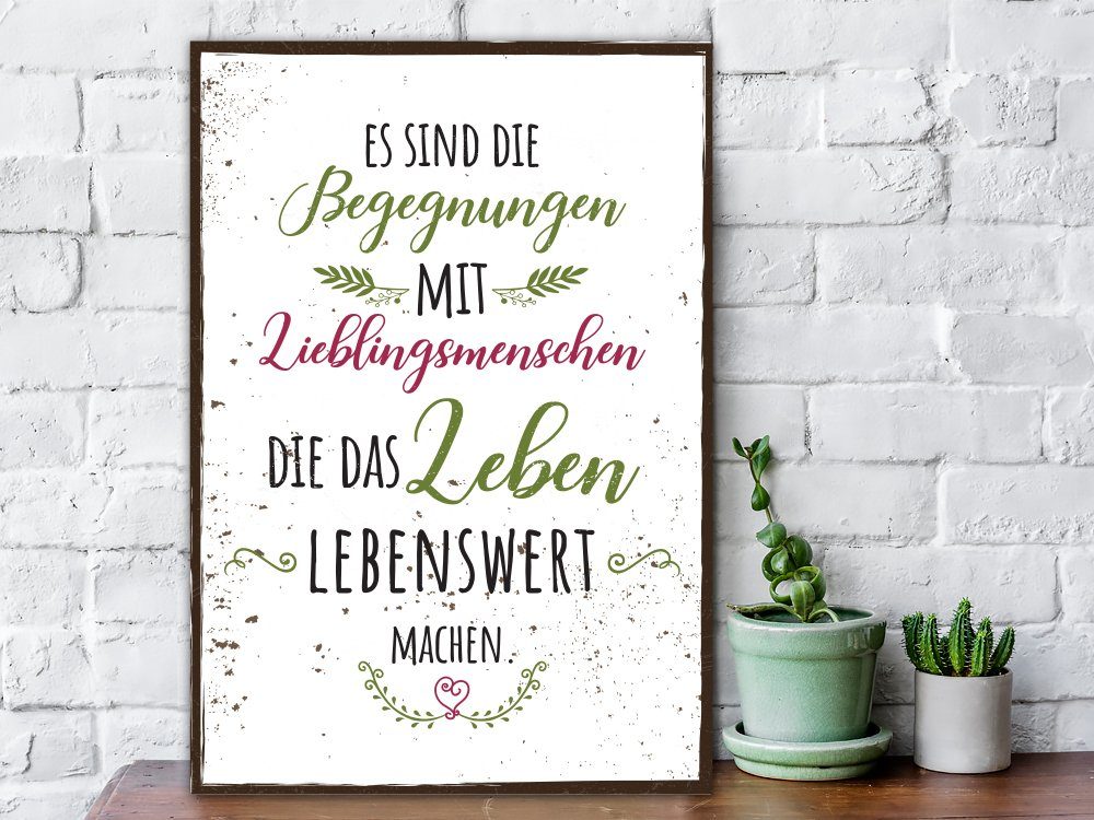 GRAVURZEILE Holzbild mit Spruch - Es sind die Begegnungen mit Lieblingsmenschen -, Geschenk