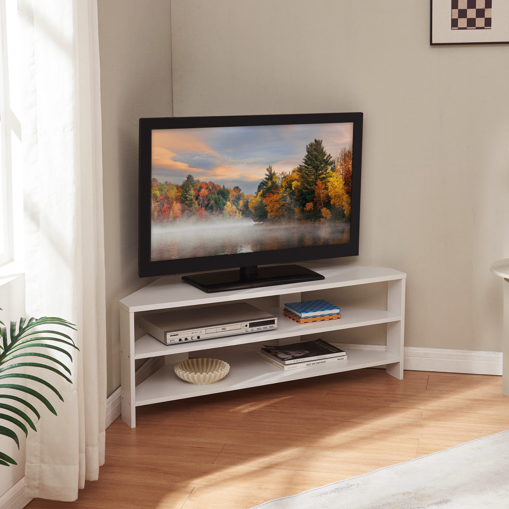 en.casa TV-Regal, »Berg« abgeschrägt 110 x 36 x 42 cm Weiß