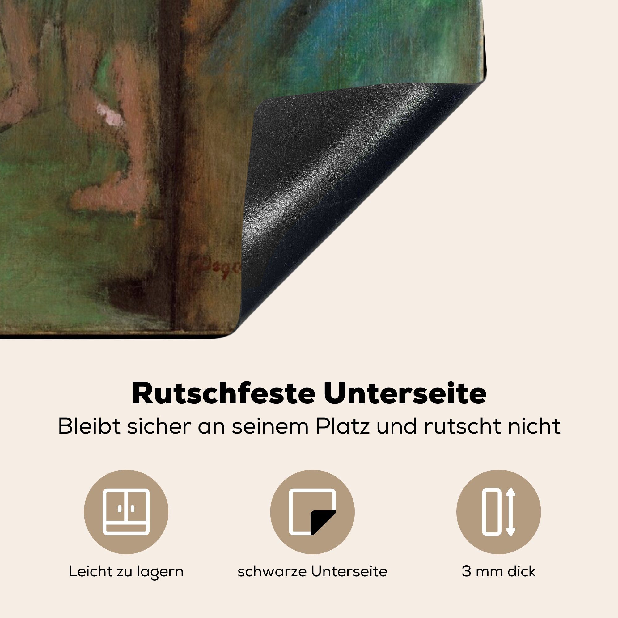 MuchoWow Herdblende-/Abdeckplatte 78x78 Gemälde Rosa von Vinyl, für (1 cm, Arbeitsplatte Tänzerinnen Degas, tlg), Ceranfeldabdeckung, - Grün küche Edgar und