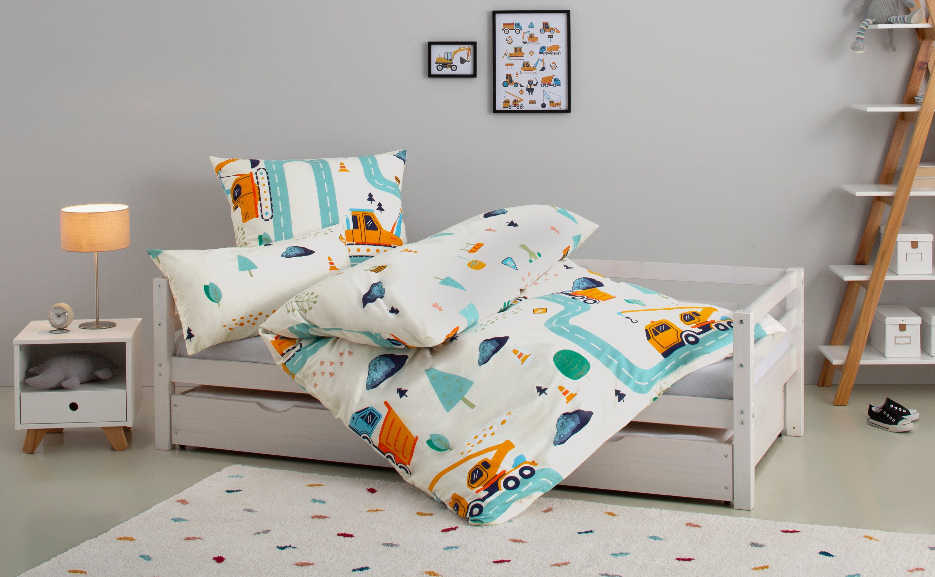 OTTO home Kinderbettwäsche CUDDLEE, Renforcé, 2 teilig, in vielen Designs: Dino,Einhorn,Weltraum,Baustelle,Herz,Trecker,Safari